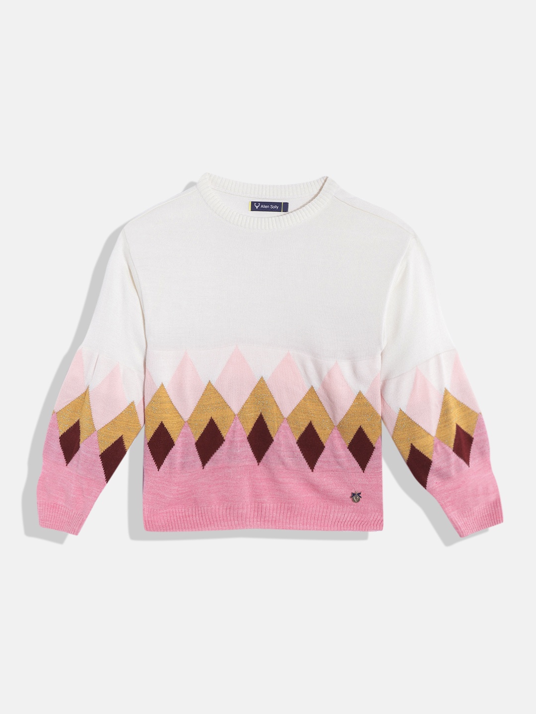 

Allen Solly Junior Girls Off White & Pink Printed Pullover