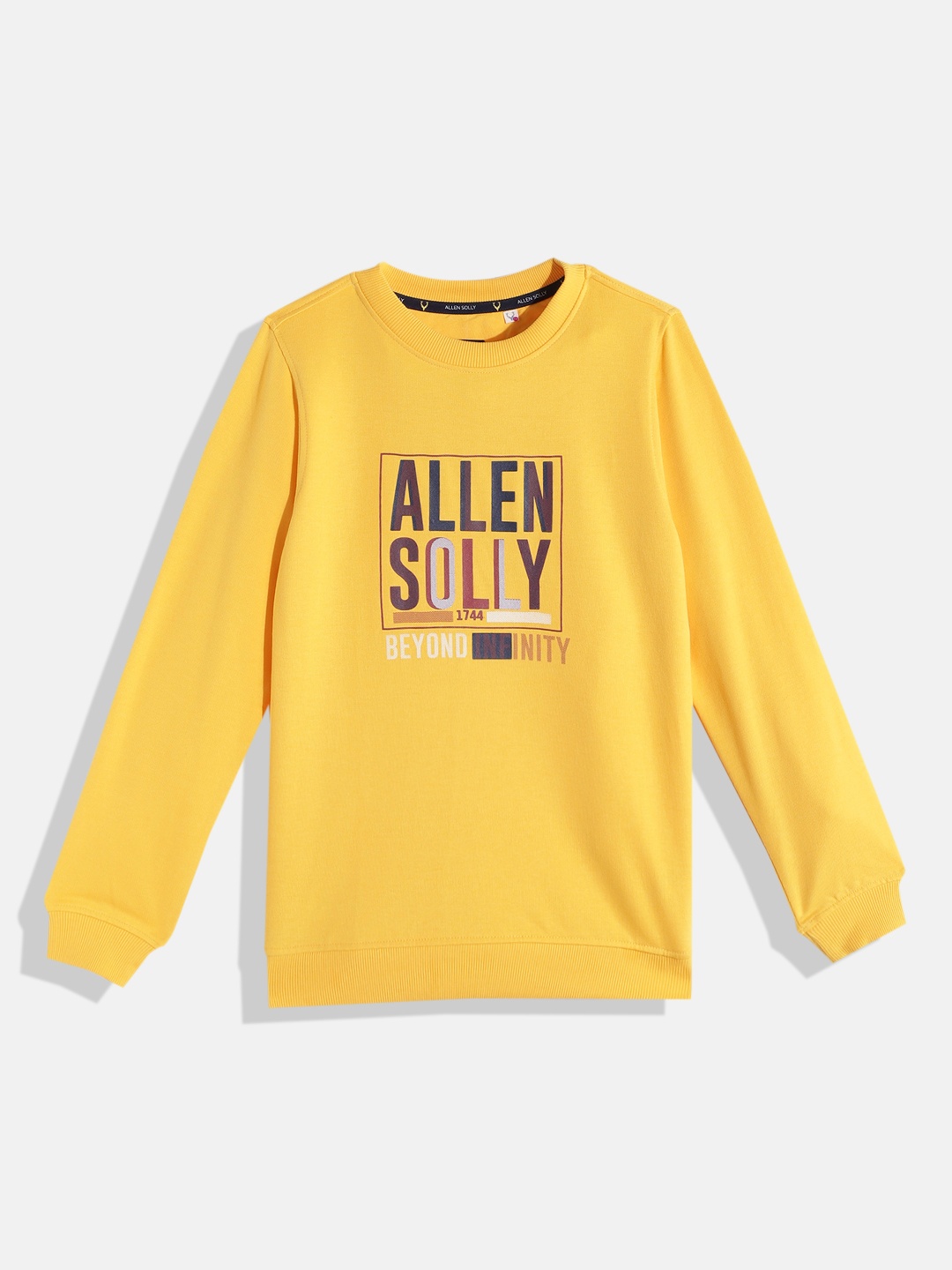 

Allen Solly Junior Boys Yellow & Maroon Brand Logo Print Sweatshirt