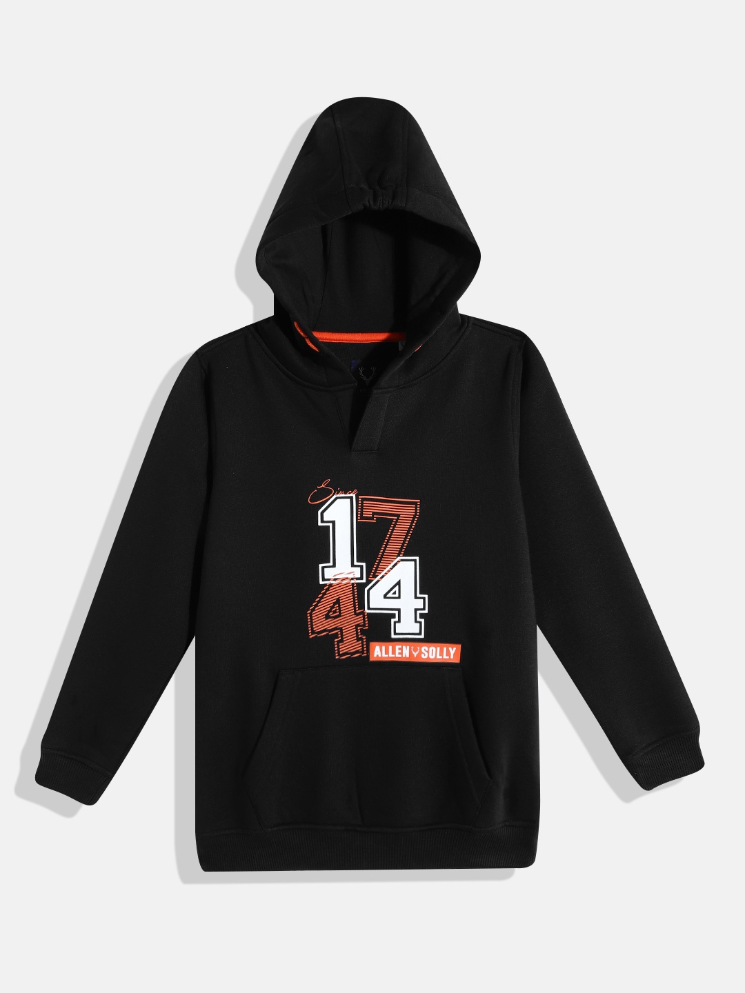 

Allen Solly Junior Boys Black Alphanumeric Print Hooded Sweatshirt