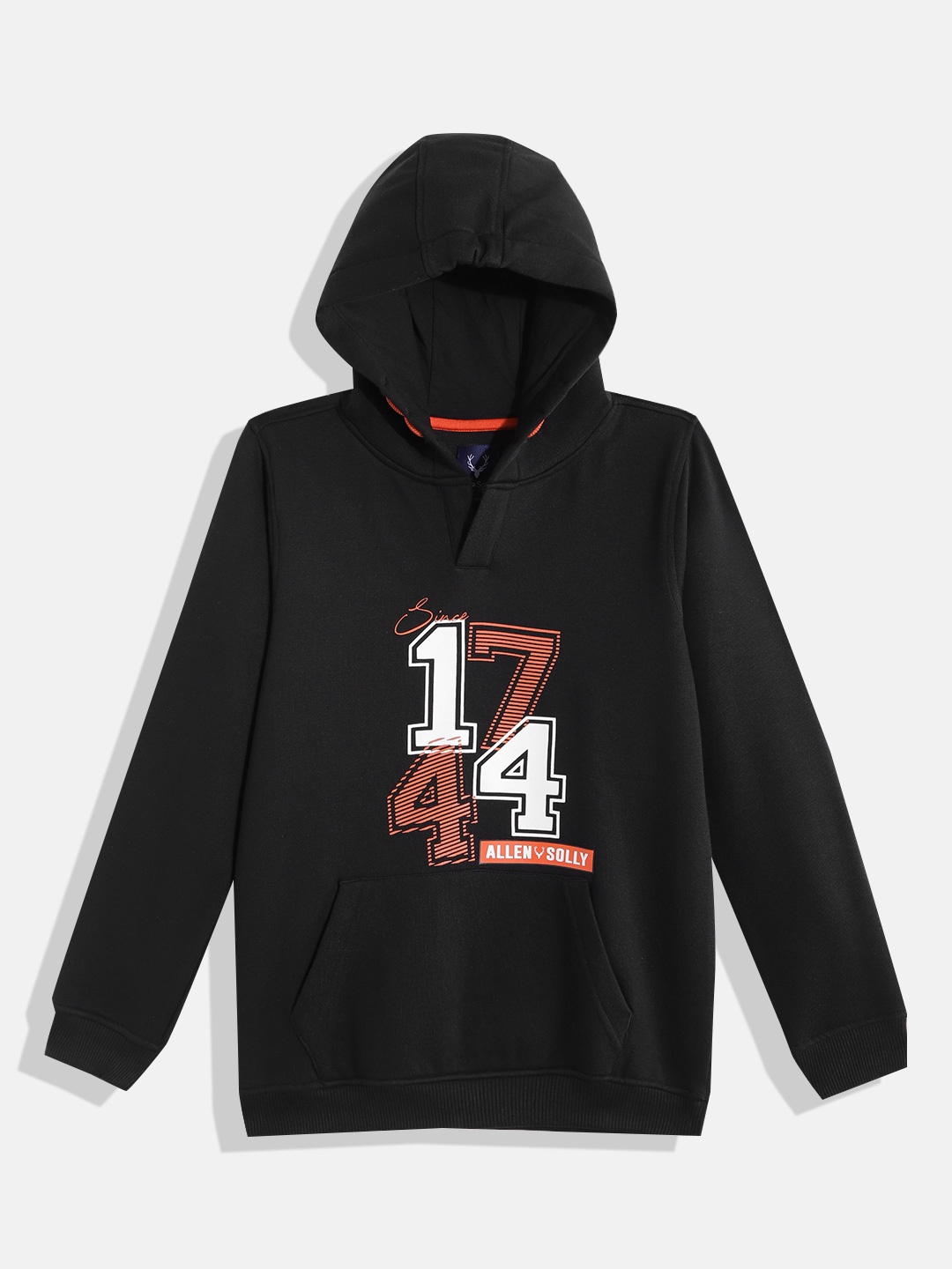 

Allen Solly Junior Boys Black Alphanumeric Print Hooded Sweatshirt