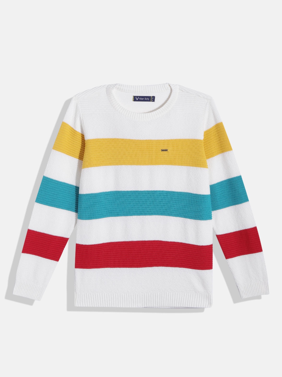 

Allen Solly Junior Boys White & Yellow Striped Pullover