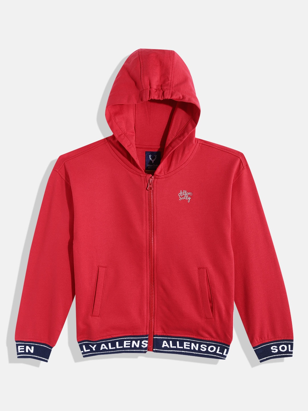 

Allen Solly Junior Girls Red Solid Cotton Hooded Sweatshirt