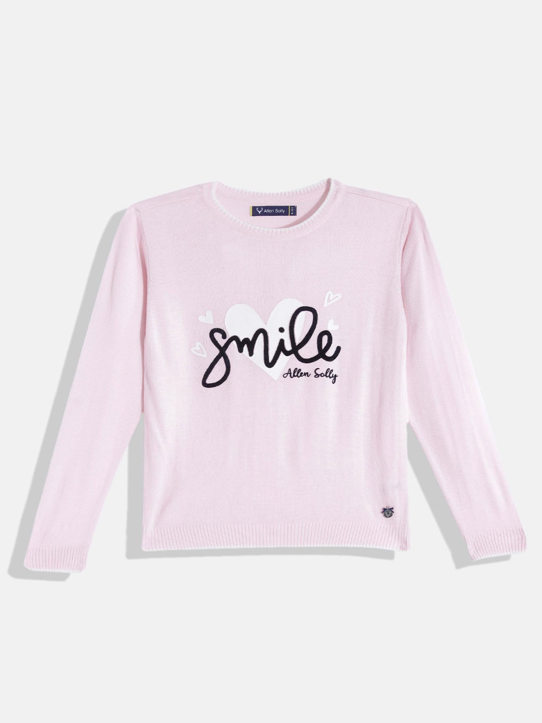 

Allen Solly Junior Girls Pink & Navy Blue Typography Printed Pullover