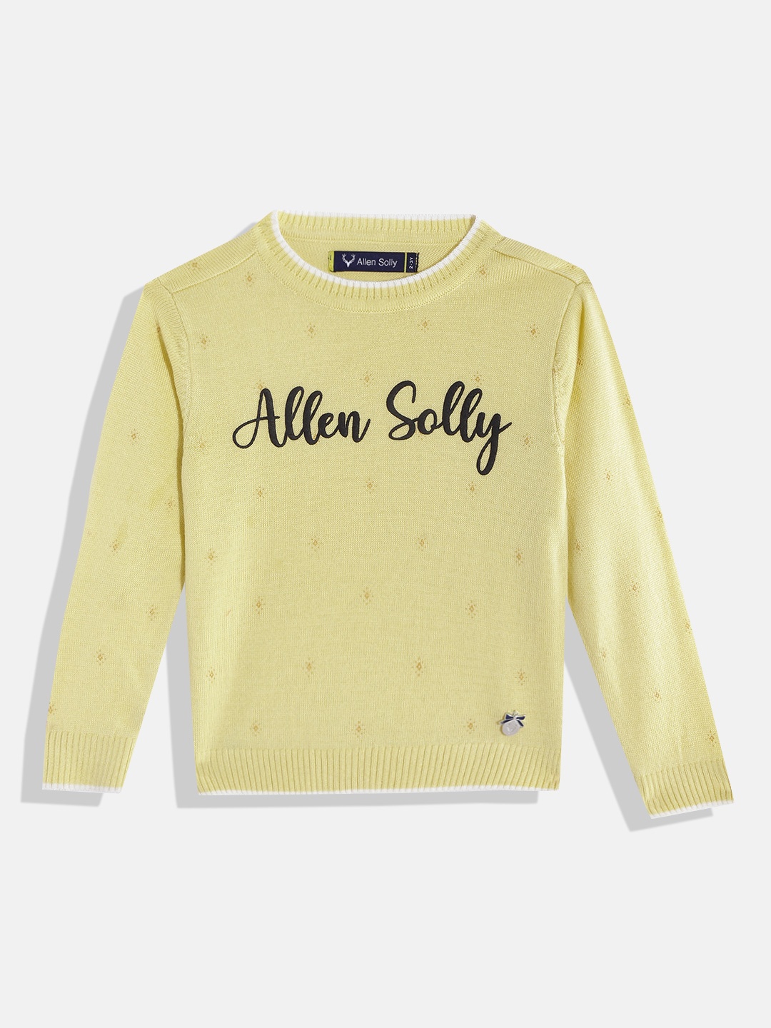 

Allen Solly Junior Girls Yellow & Black Brand Logo Print Pullover
