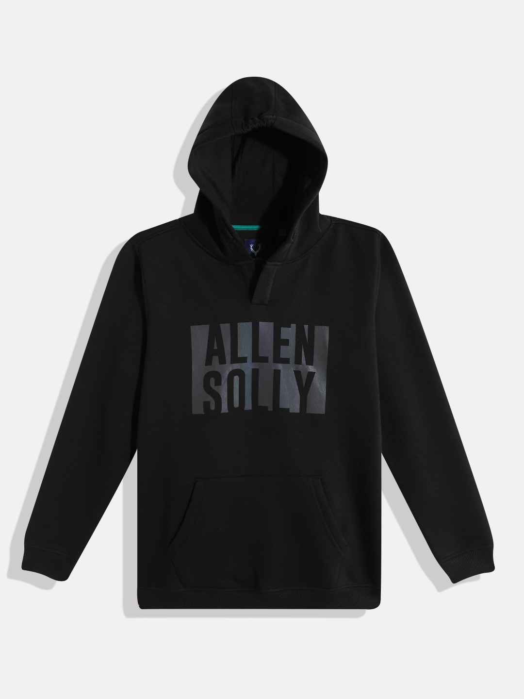 

Allen Solly Junior Boys Black Brand Logo Print Hooded Sweatshirt