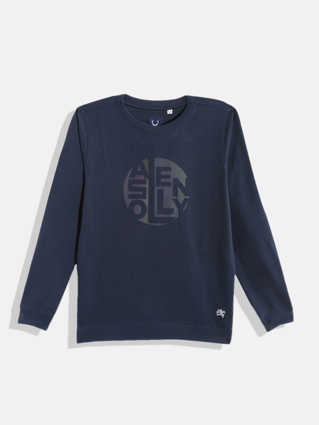 

Allen Solly Junior Boys Navy Blue Pure Cotton Brand Logo Print Sweatshirt