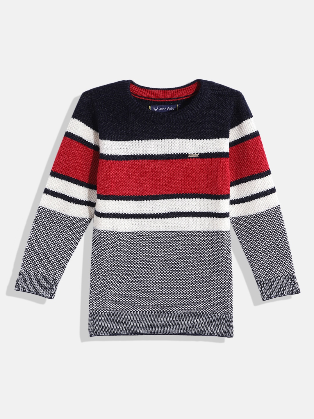 

Allen Solly Junior Boys Navy Blue & Red Striped Pullover