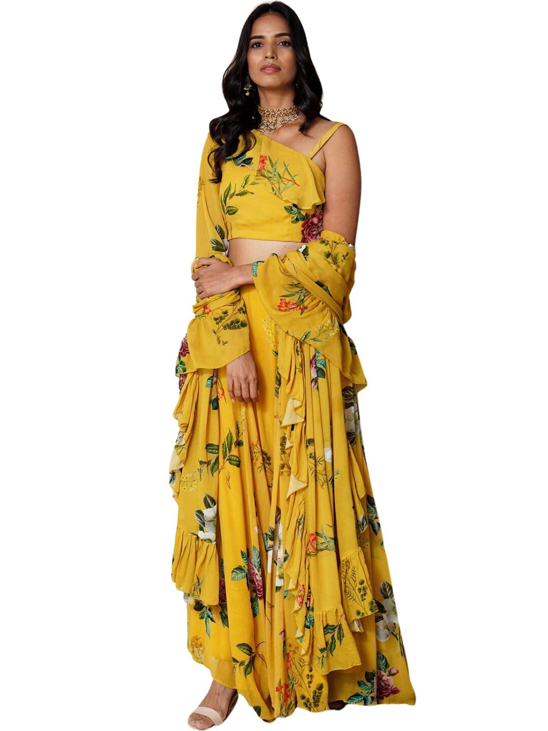 

Alaya By Stage3 Mustard & Green Printed Dupatta