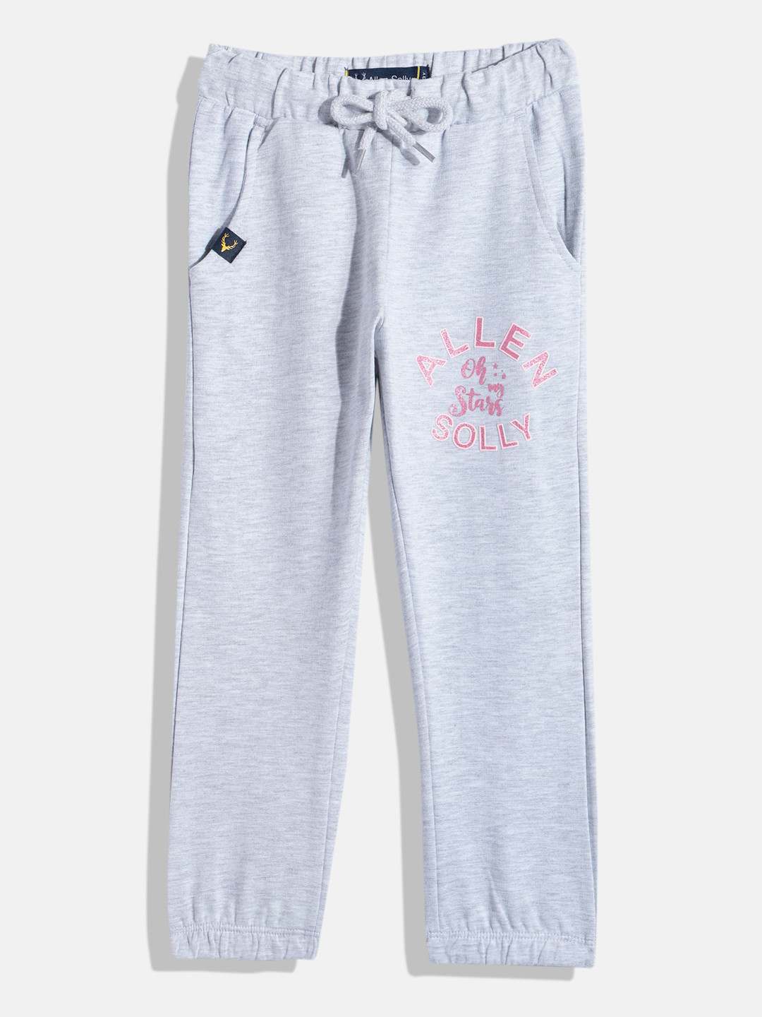 

Allen Solly Junior Girls Glitter Embellished Joggers, Grey melange
