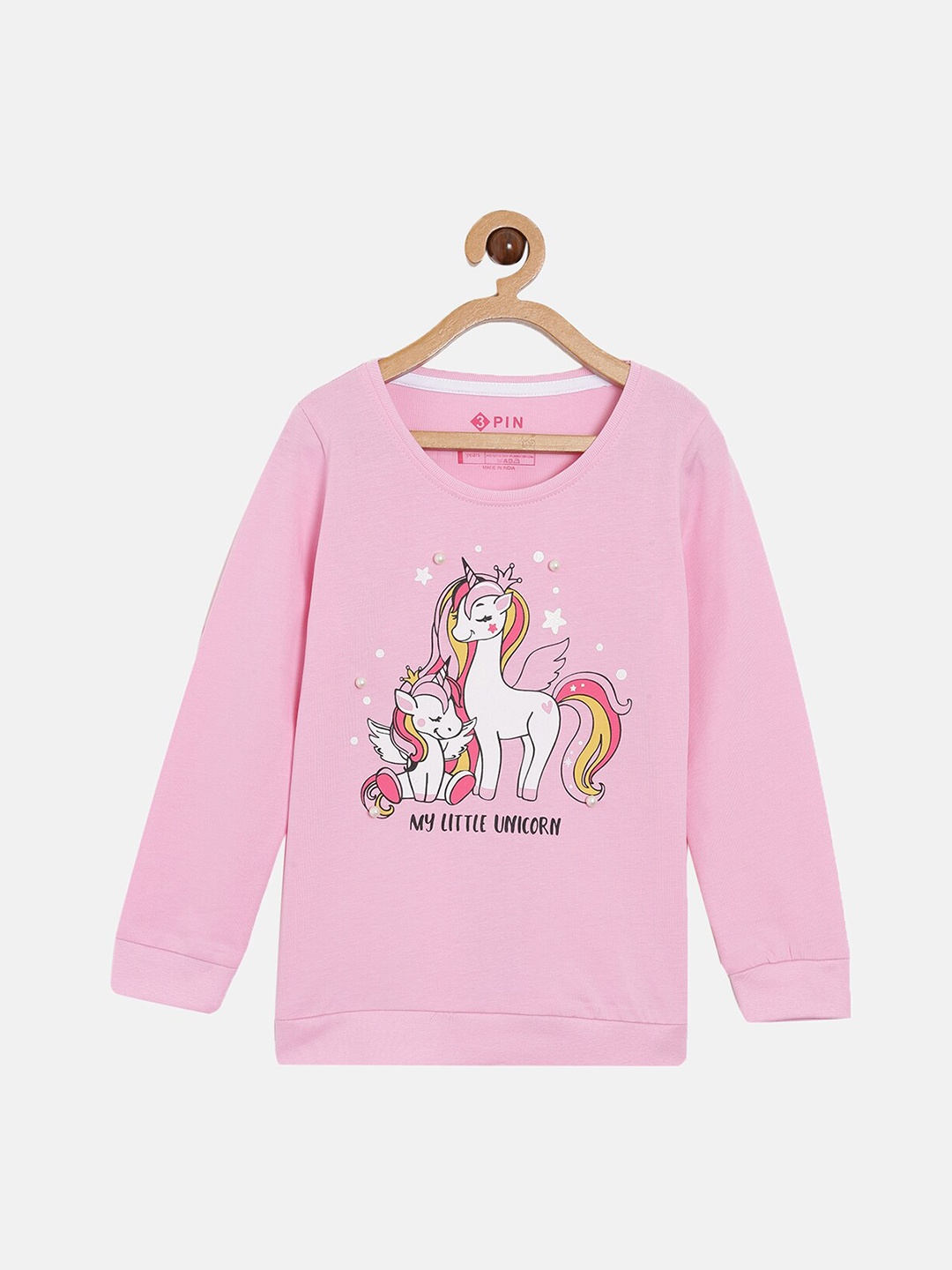 

3PIN Girls Pink Typography Printed T-shirt