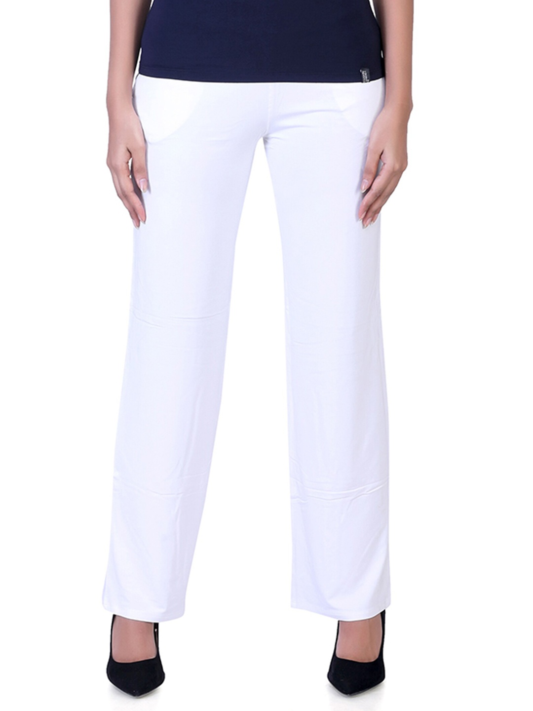 

LAASA SPORTS Women White Knitted Palazzos