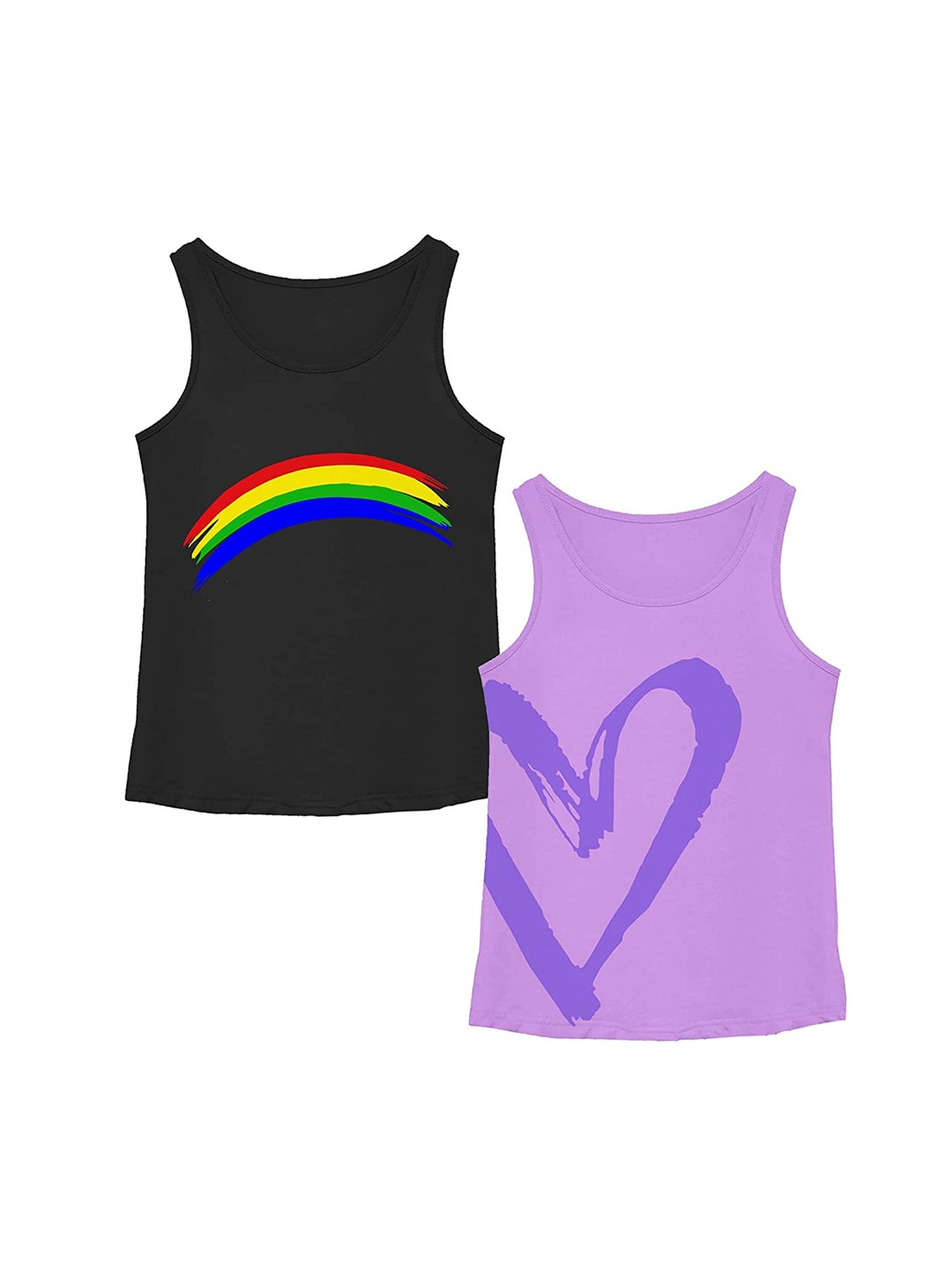 

You Got Plan B Girls Pack Of 2 Printed Pure Cotton Tank Top, Black