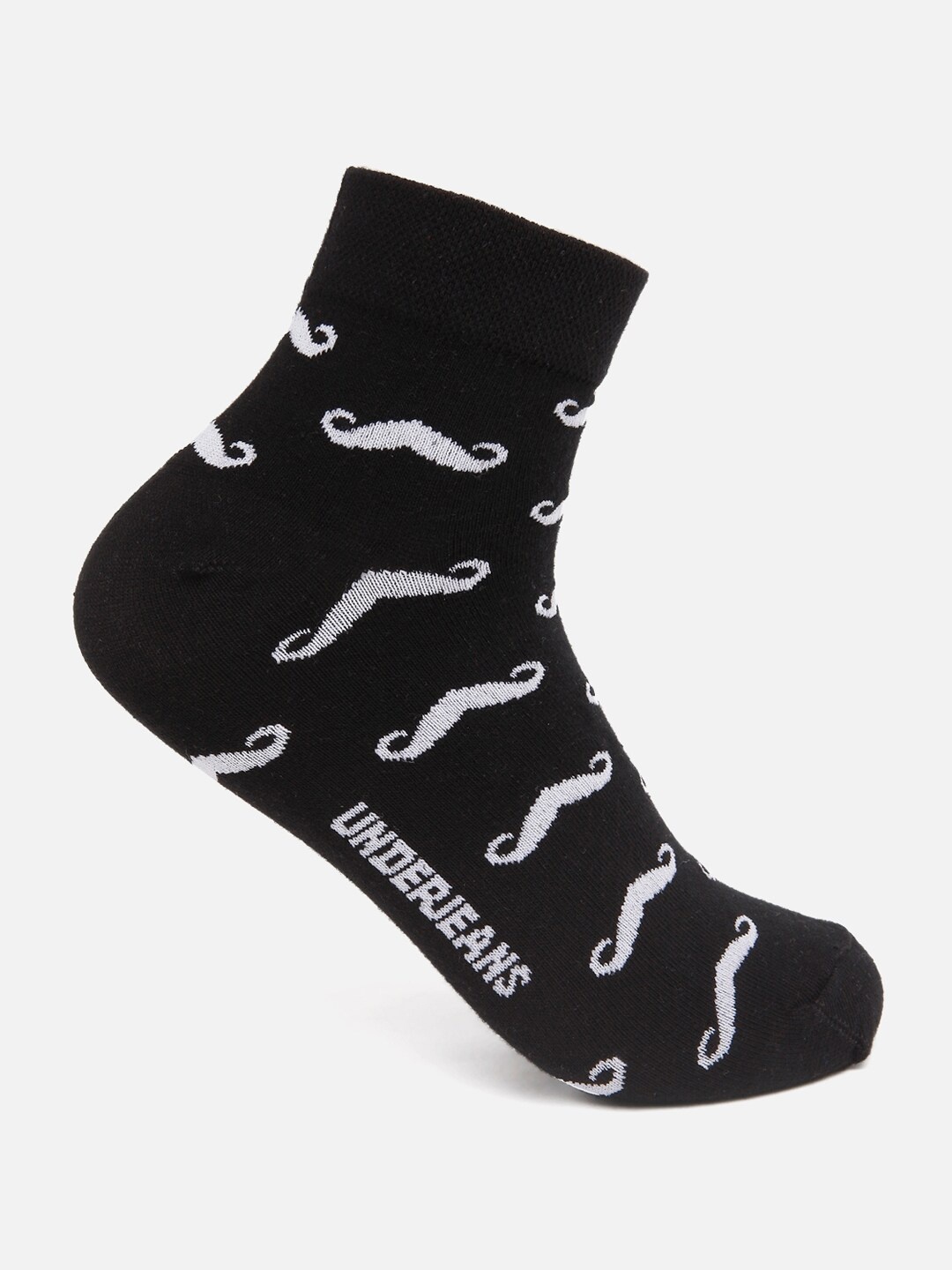 

UnderJeans by Spykar Men Black & White Patterned Cotton Ankle-Length Socks