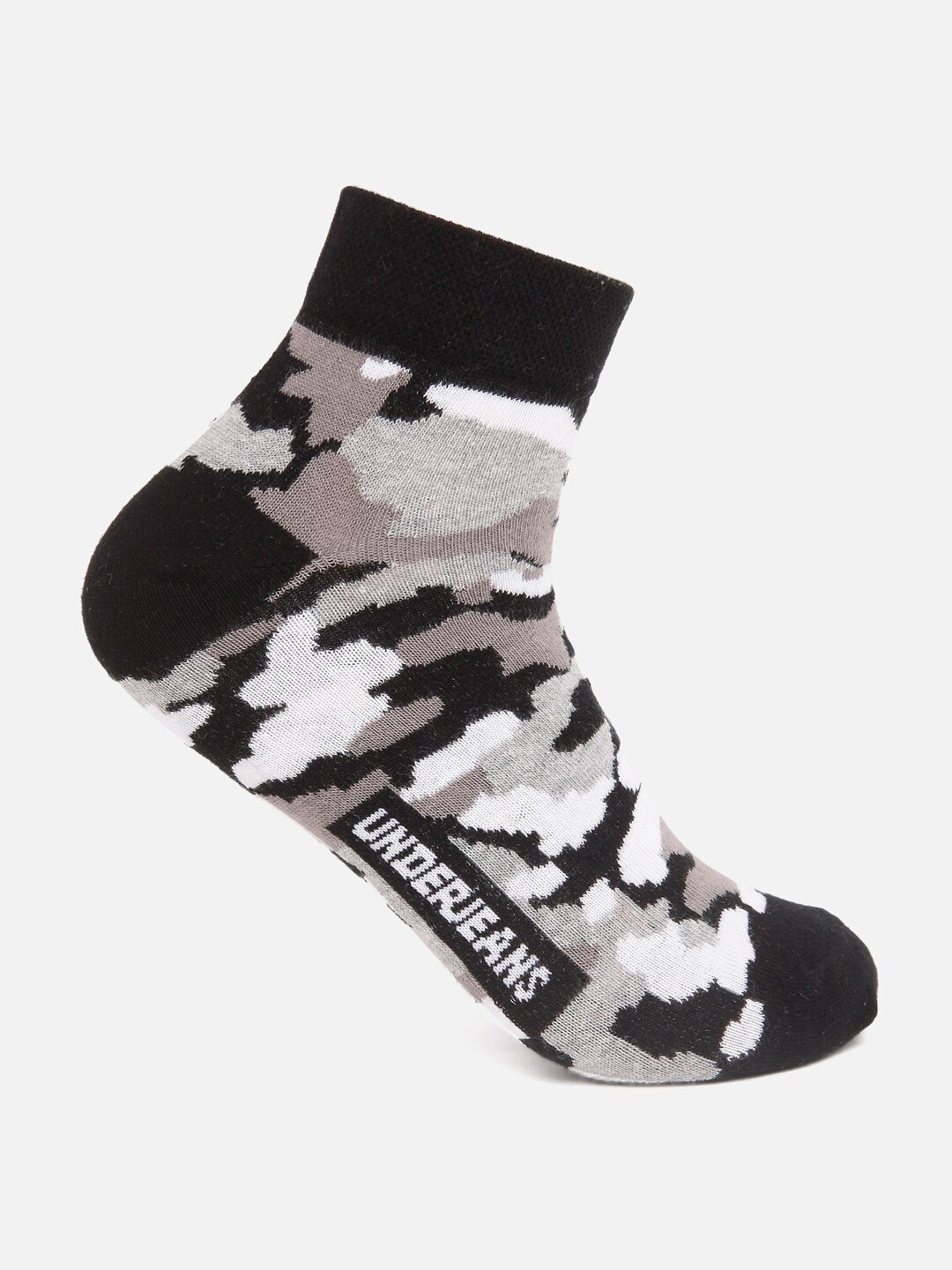 

UnderJeans by Spykar Men Grey & White Patterned Cotton Ankle-Length Socks