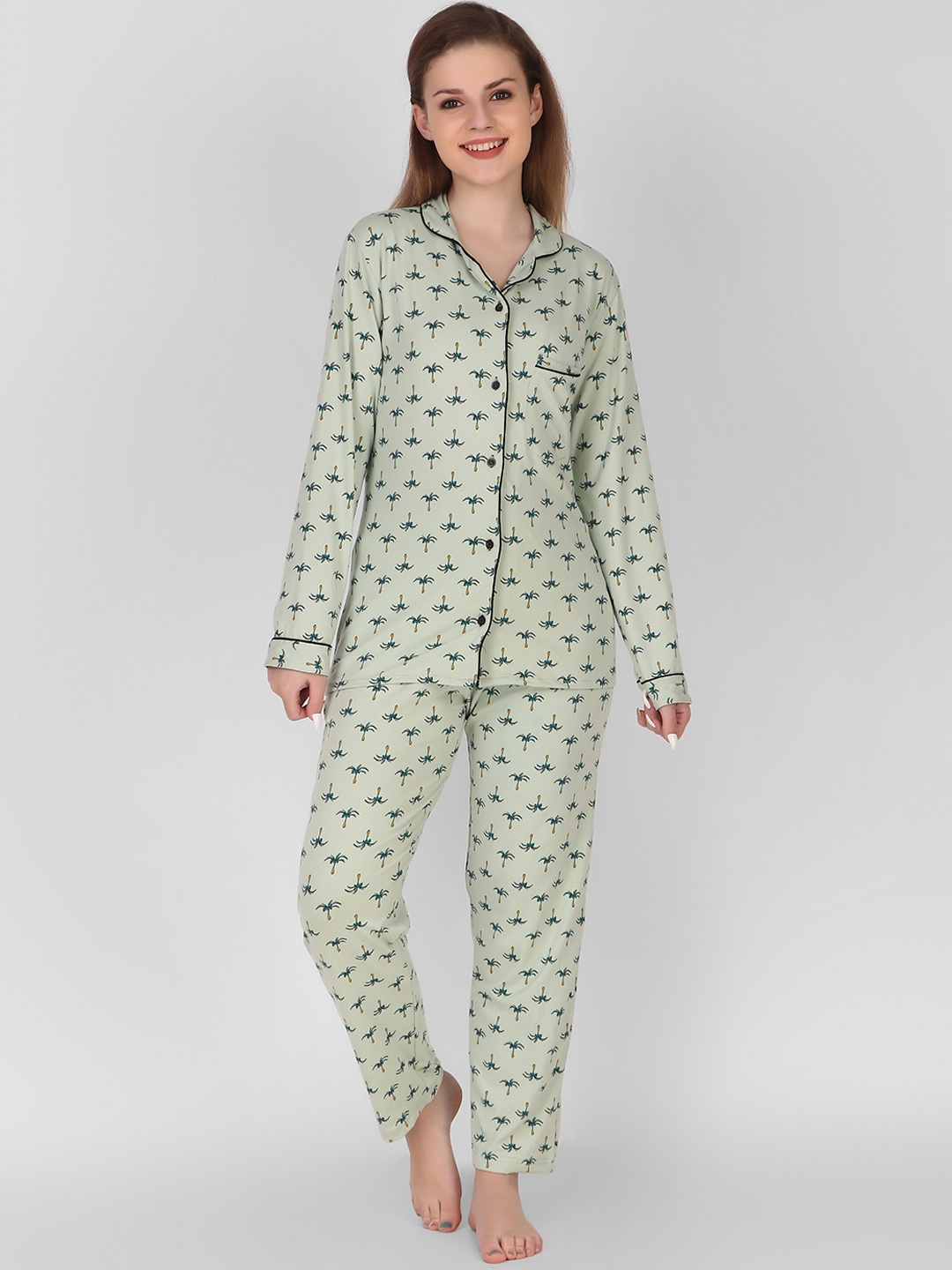 

Keepfit Women Green & Black Printed Night suit