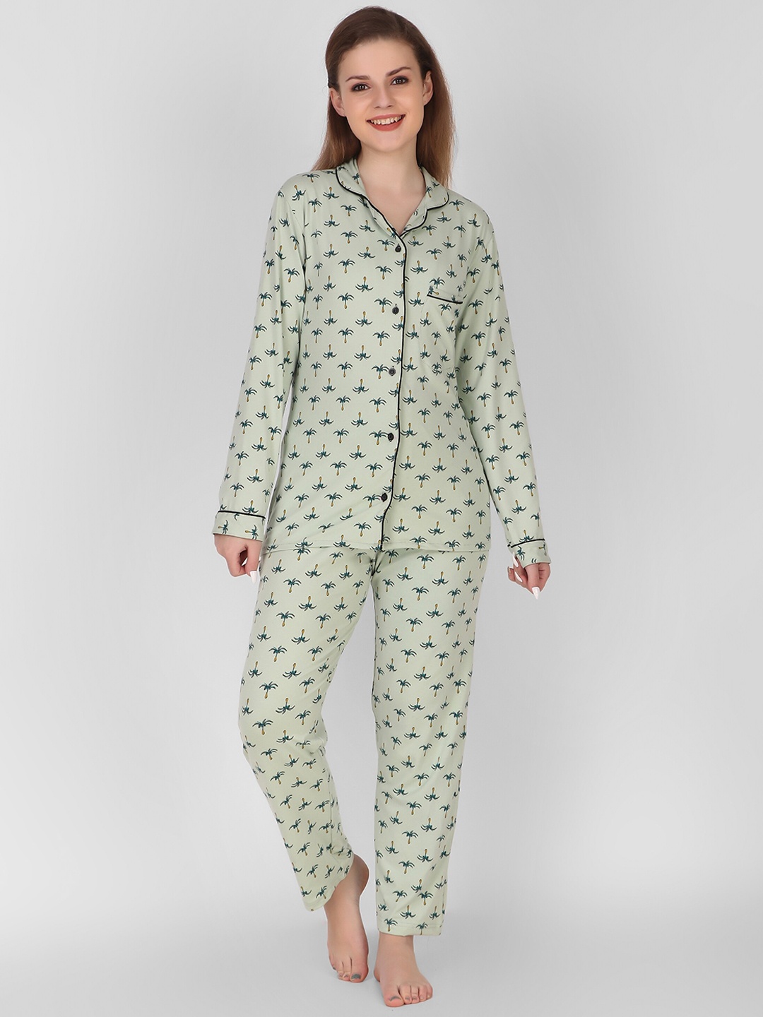 

Keepfit Women Green & Black Printed Night suit
