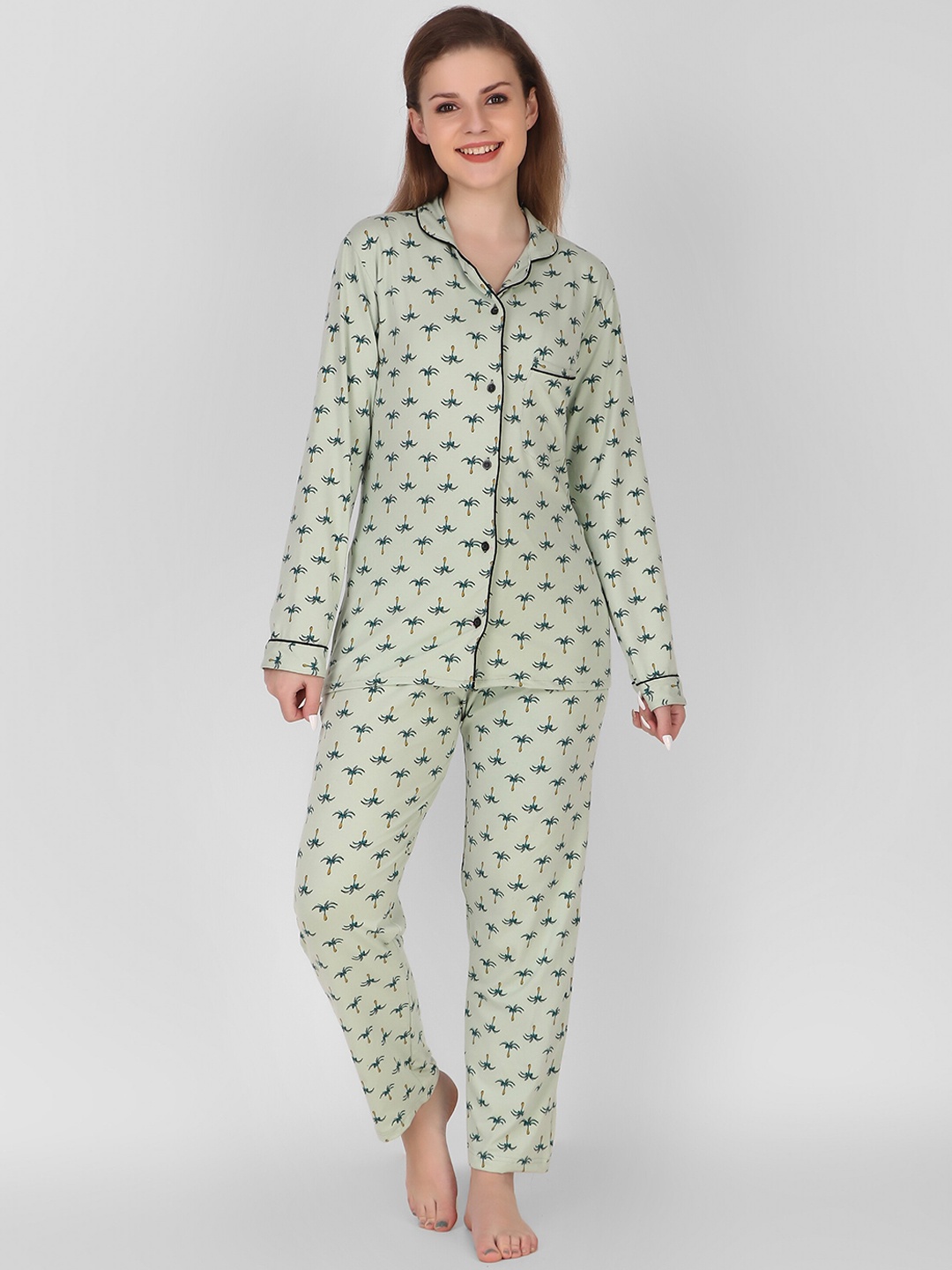 

Keepfit Women Green & Black Printed Night suit