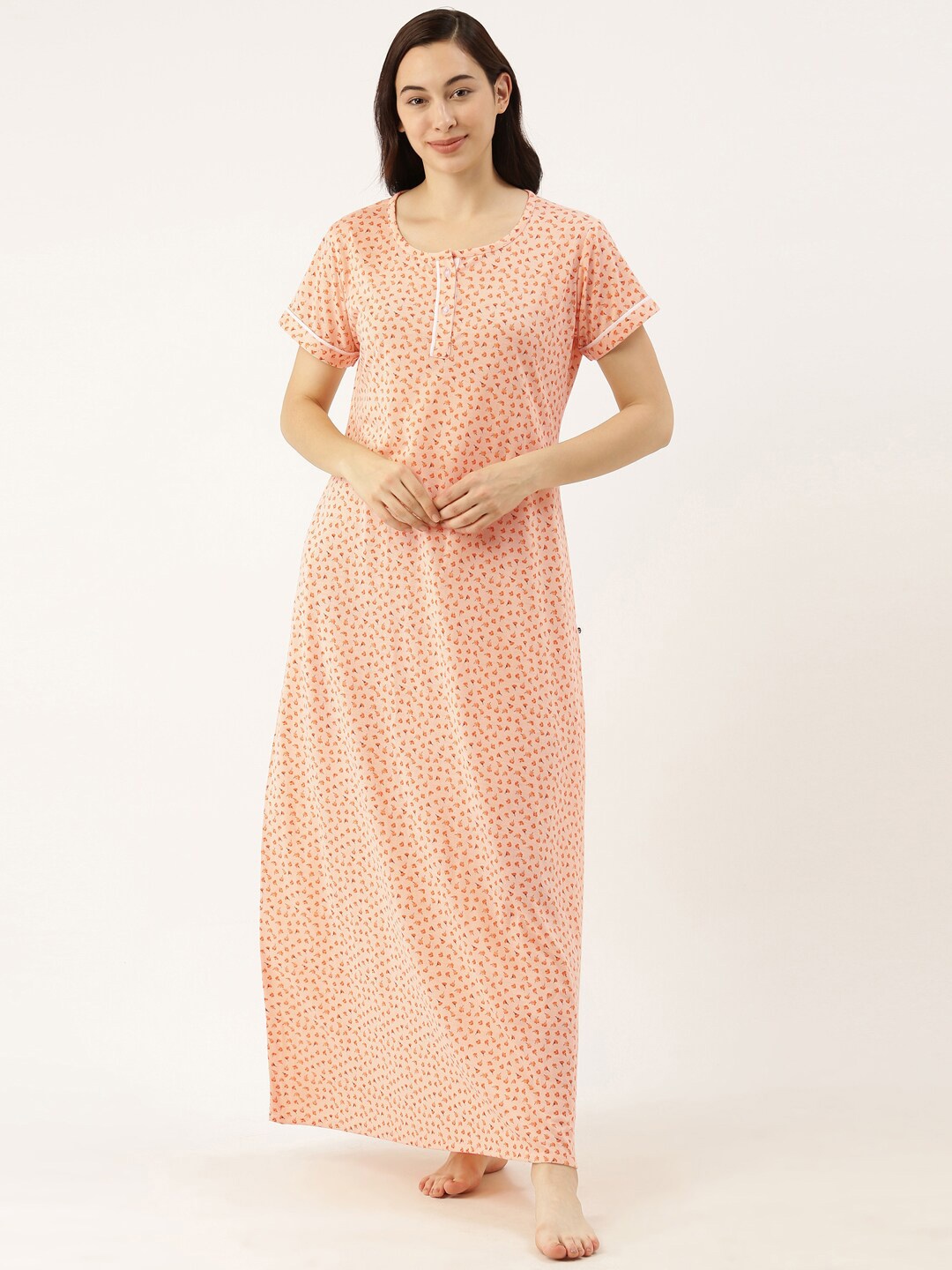 

Bannos Swagger Pink Printed Maxi Nightdress