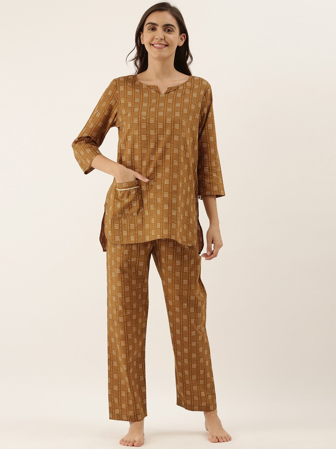 

Bannos Swagger Women Yellow Printed Night suit