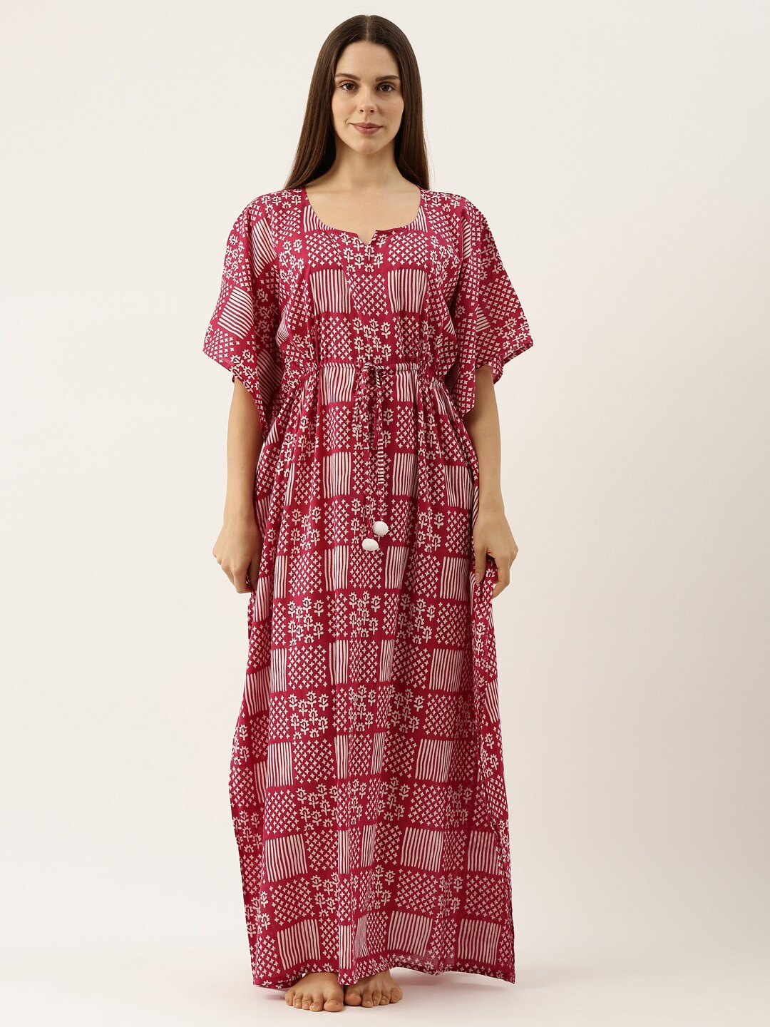 

Bannos Swagger Pink Printed Maxi Nightdress