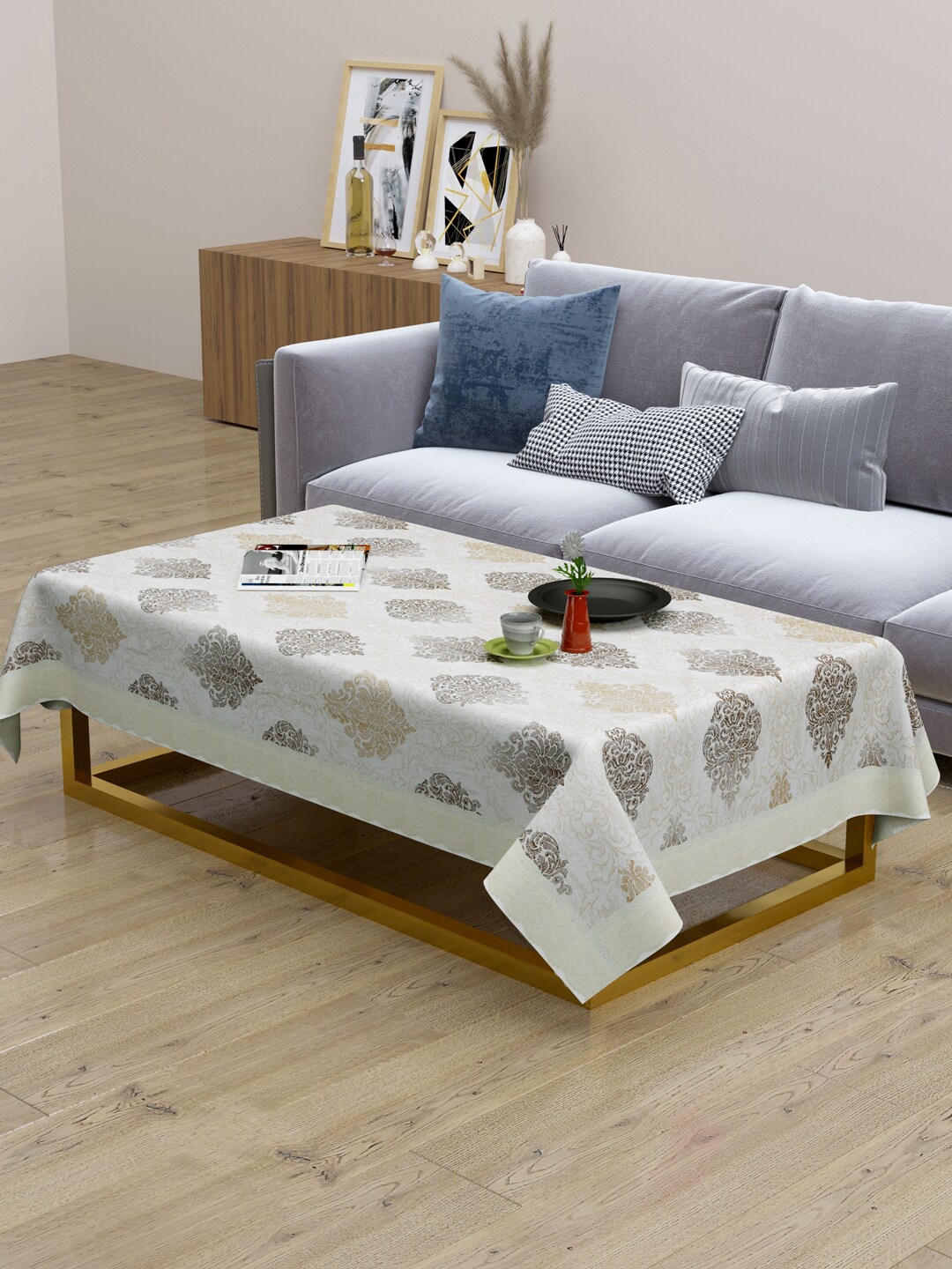 

Clasiko White & Grey Printed 2 Seater Table Covers
