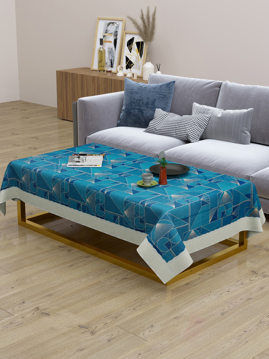 

Clasiko Blue Printed 2-Seater Table Covers