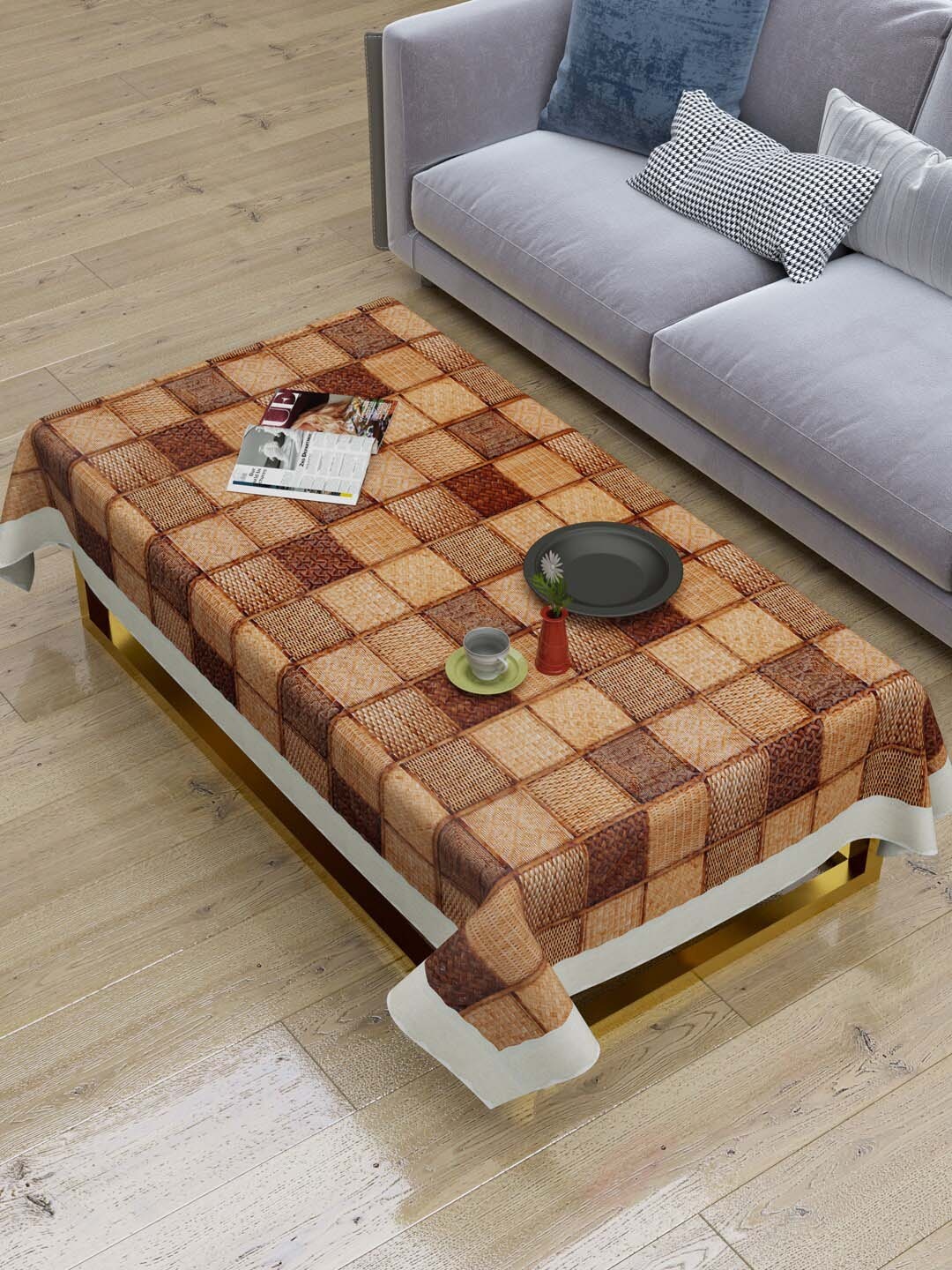 

Clasiko Brown Printed 2-Seater Table Covers