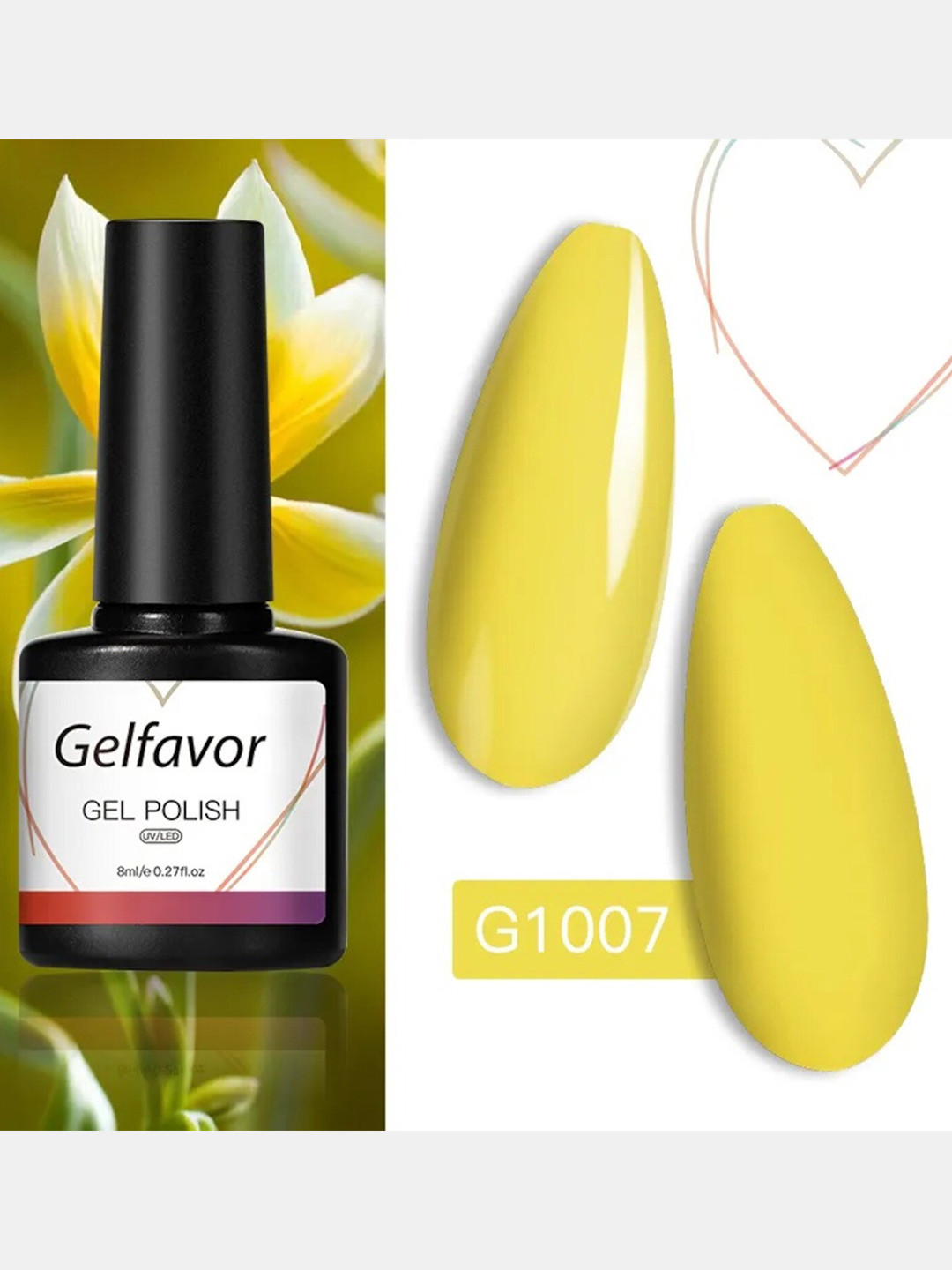 

Gelfavor Gel Base Coat Hybrid Nail Polish - G1007 8 ml, Multi