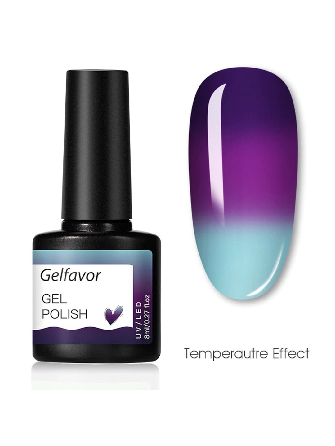 

Gelfavor Hybrid UV & LED Long-Lasting Gel Nail Polish 8 ml - Temperature Effect G073, Blue