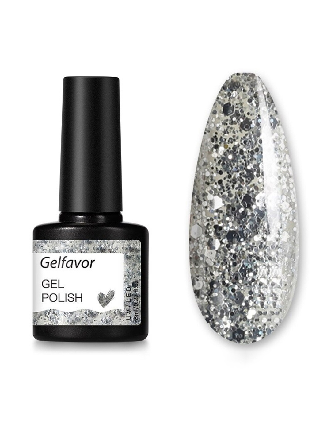 

Gelfavor Soak-Off Hybrid Gel Nail Polish G008 8 ml, Silver