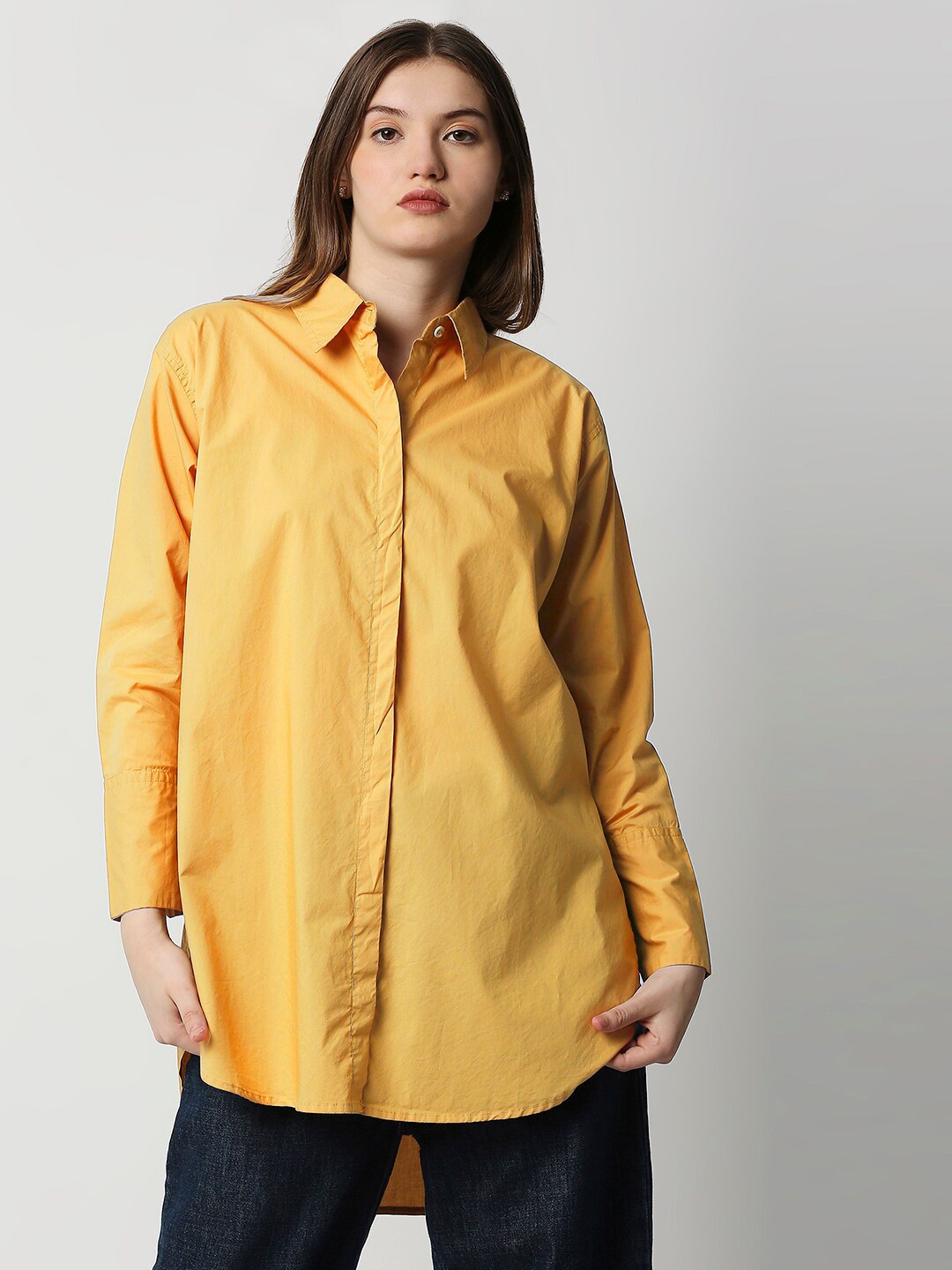 

Remanika Women Mustard Comfort Casual Shirt