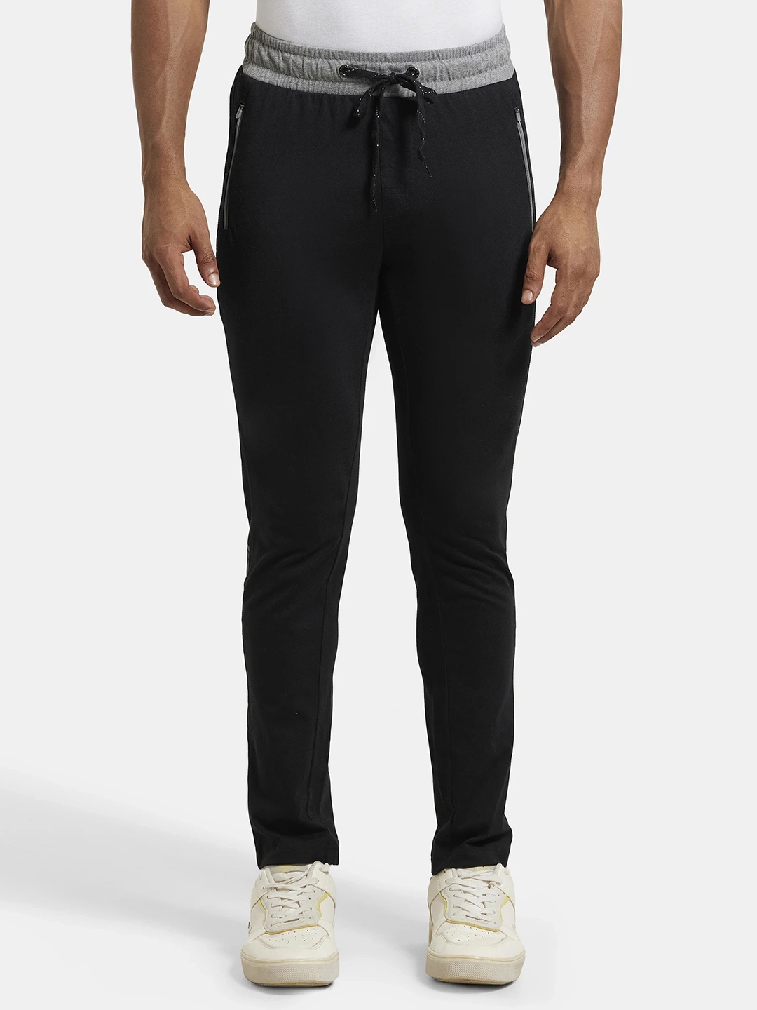 

Jockey Combed Cotton Rich Slim Fit Trackpant with Side Zipper Pockets-9510, Black