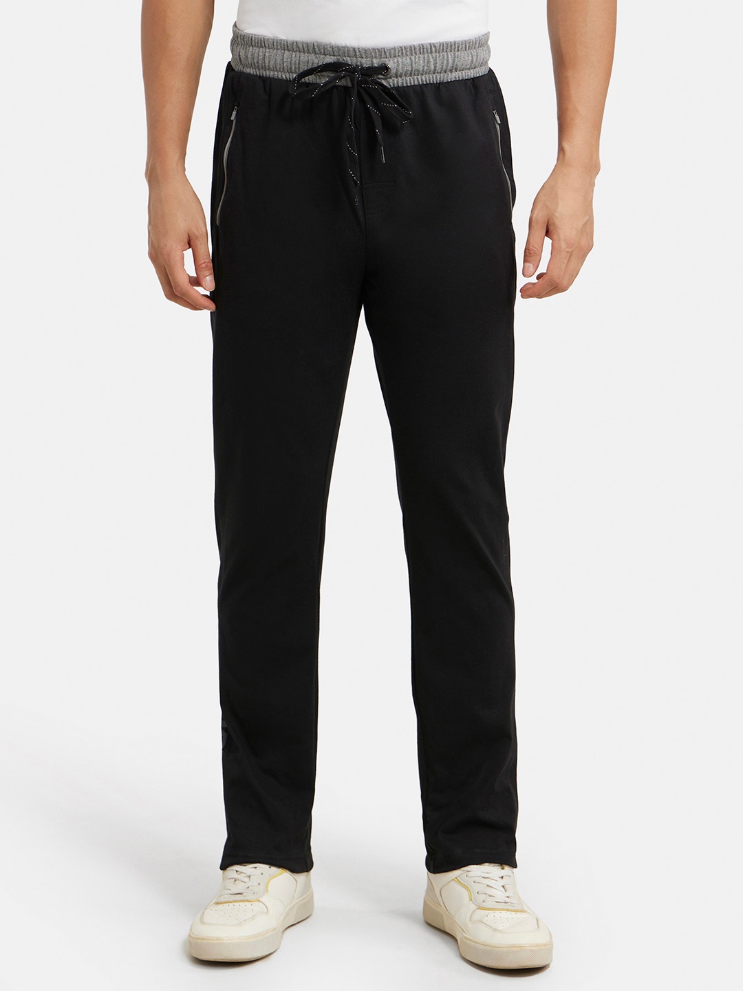 

Jockey Combed Cotton Rich Slim Fit Trackpant with Side Zipper Pockets-9510, Black