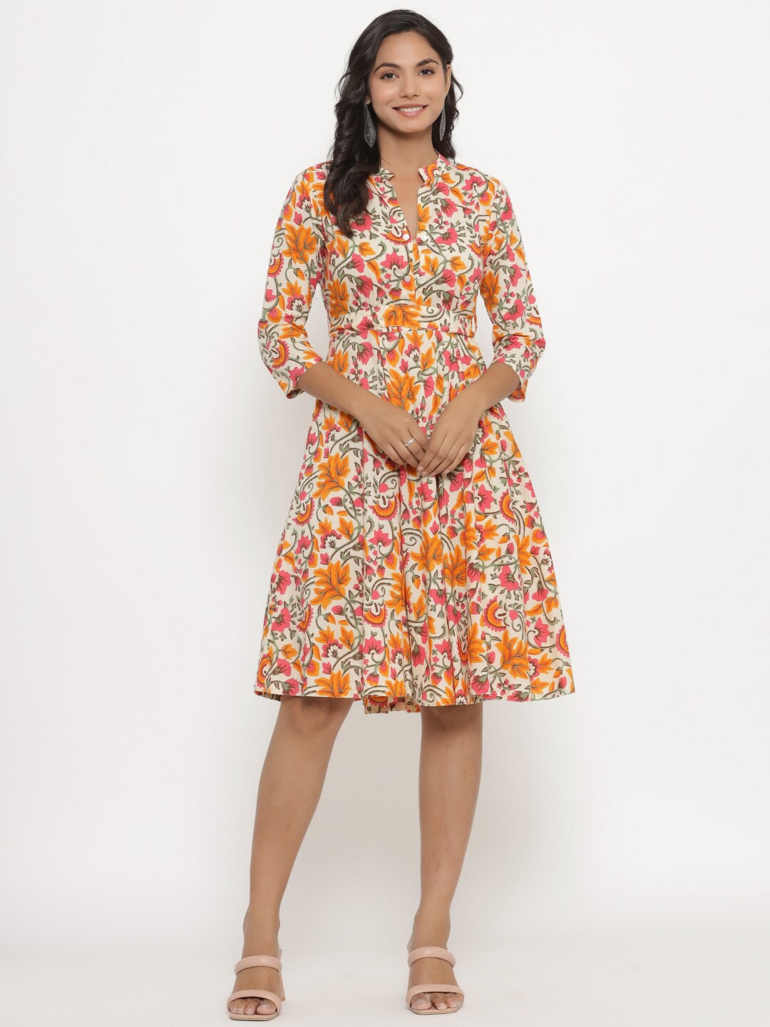 

CRAFIQA Multicoloured Floral Dress, Multi