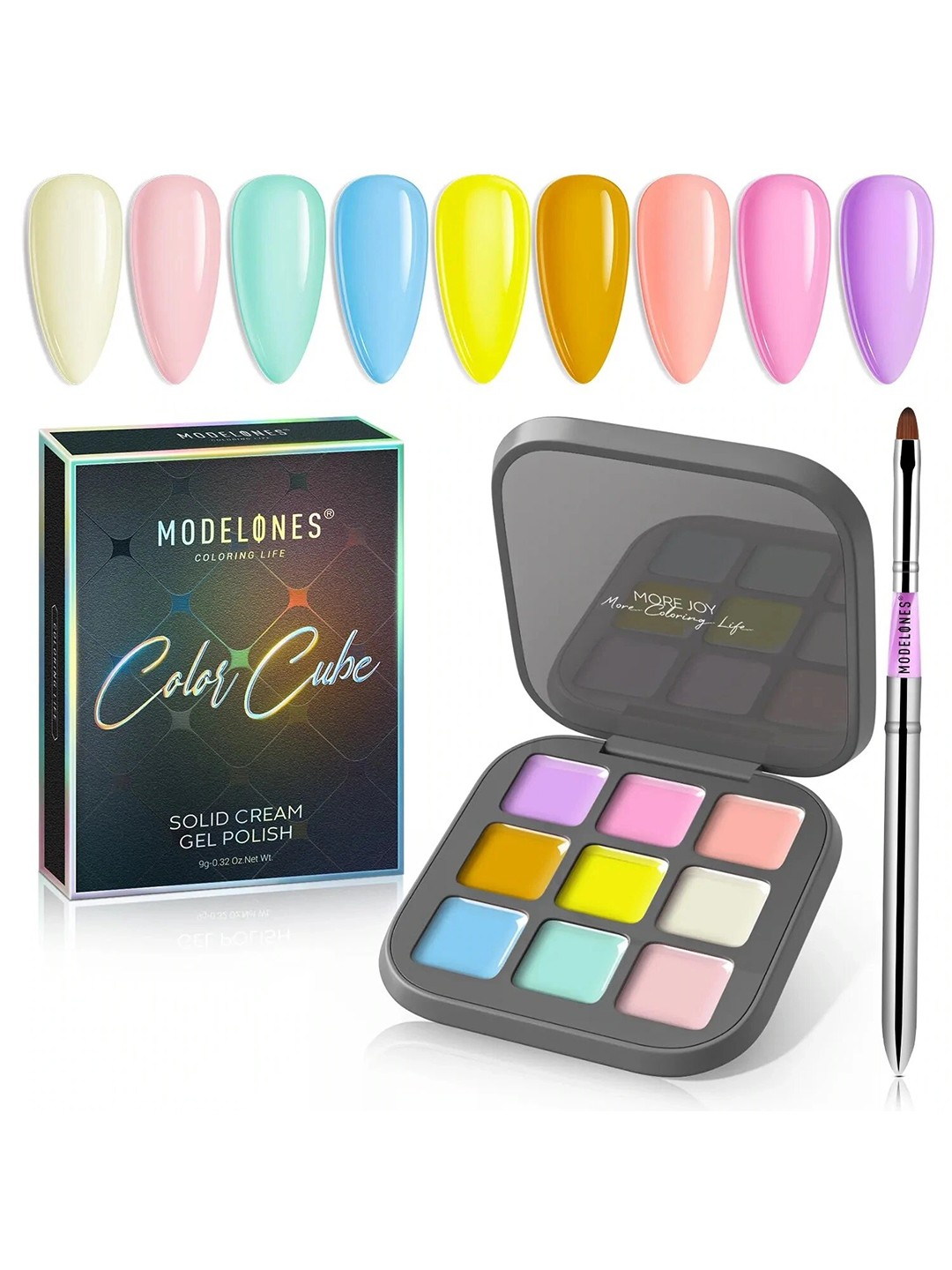 

Modelones All About Wagashi 9 Shades in 1 Palette Solid Cream Gel UV Nail Polish, Multi