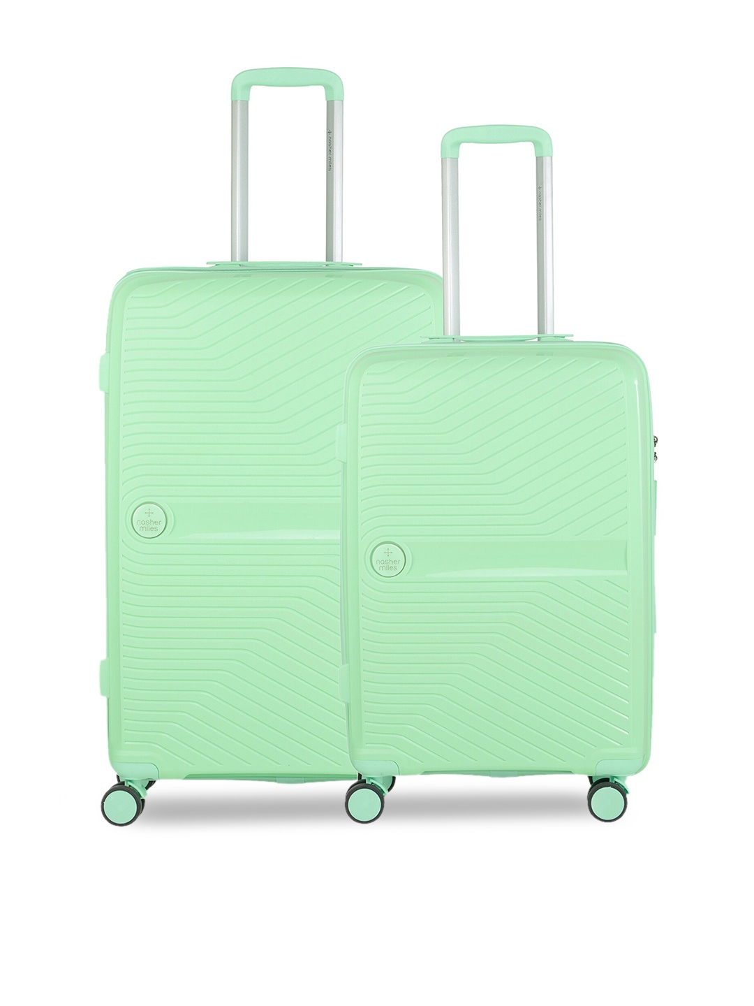 

Nasher Miles Set Of 2 Textured Hard-Sided Trolley Bags, Green