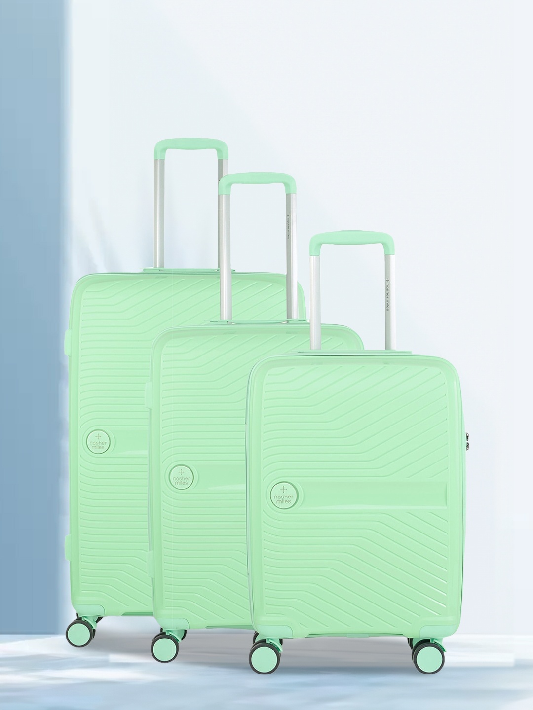 

Nasher Miles Set Of 3 Green Textured Hard-Sided Trolley Bags
