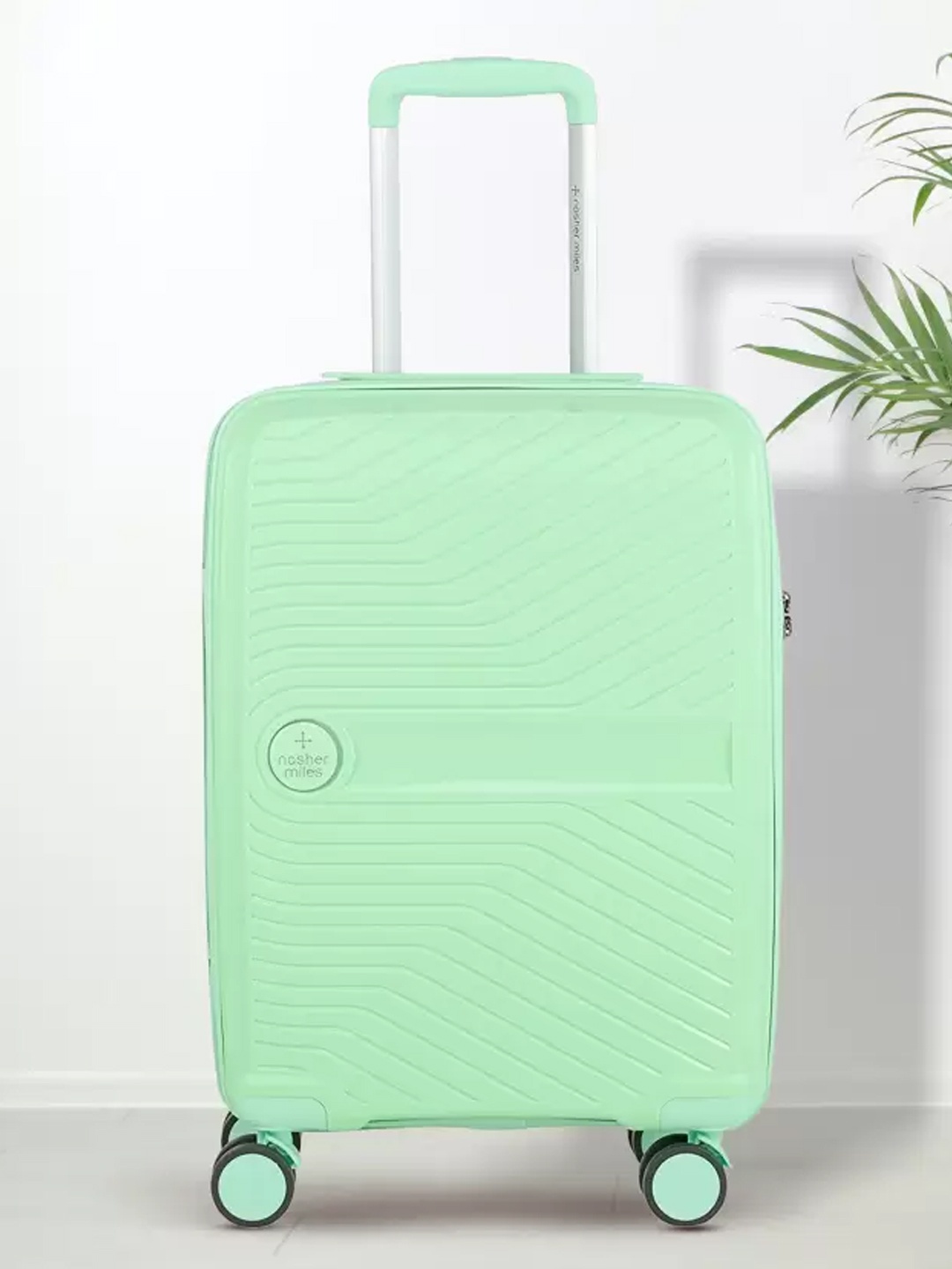 

Nasher Miles Green Solid Hard-Sided Small Trolley Bag