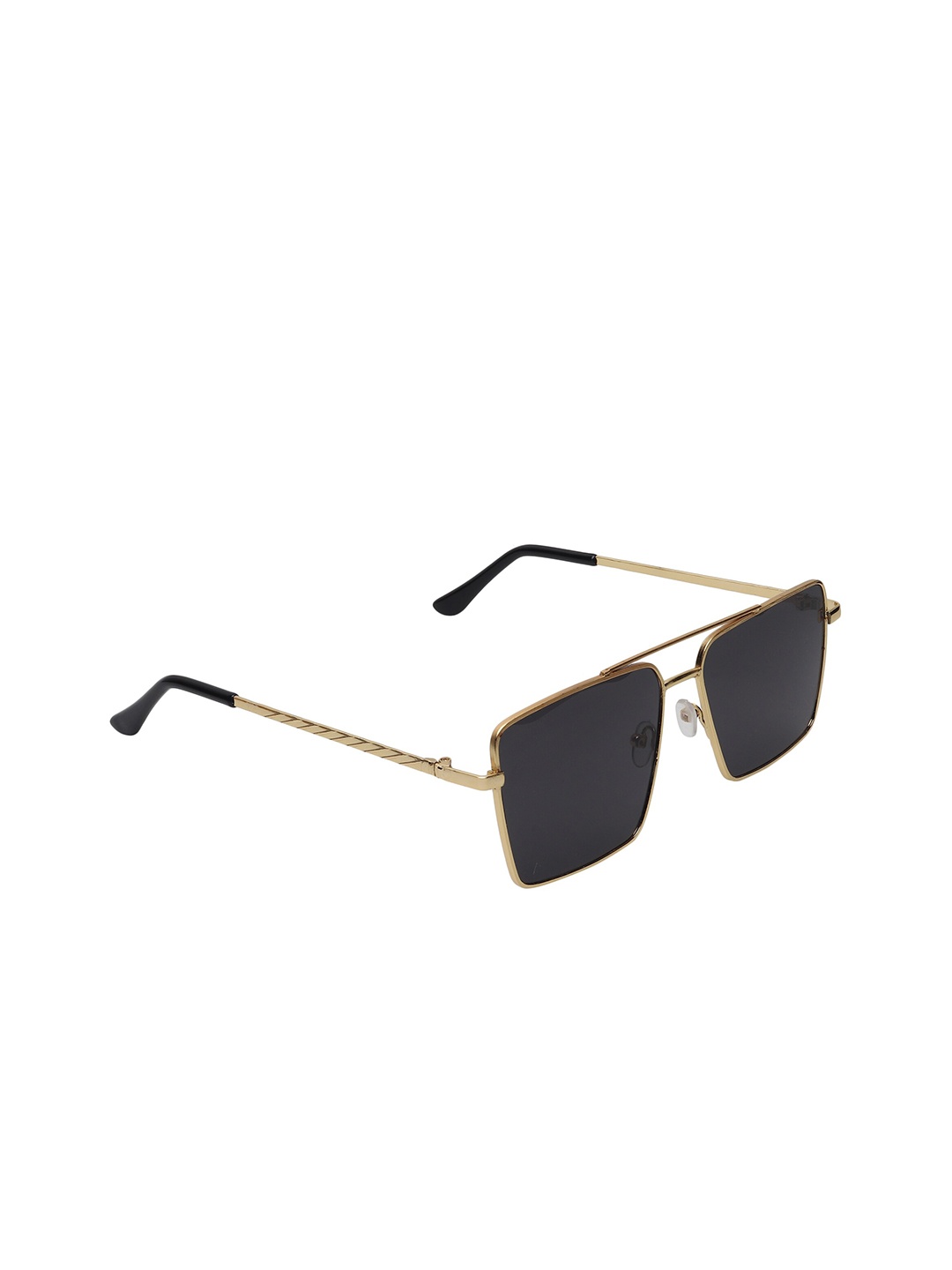 

SCAGLIA Unisex Black Lens & Gold-Toned Browline Sunglasses with UV Protected Lens
