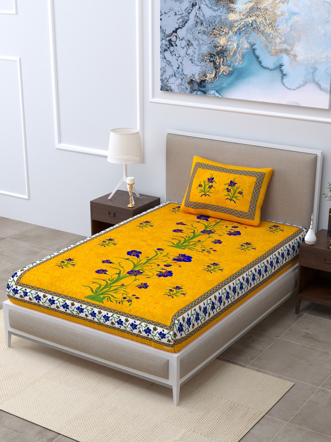 

LIVING ROOTS Unisex Multi Bedsheets, Yellow