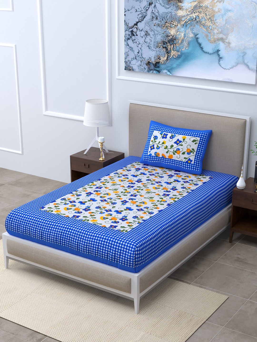 

LIVING ROOTS Unisex Multi Bedsheets, Blue