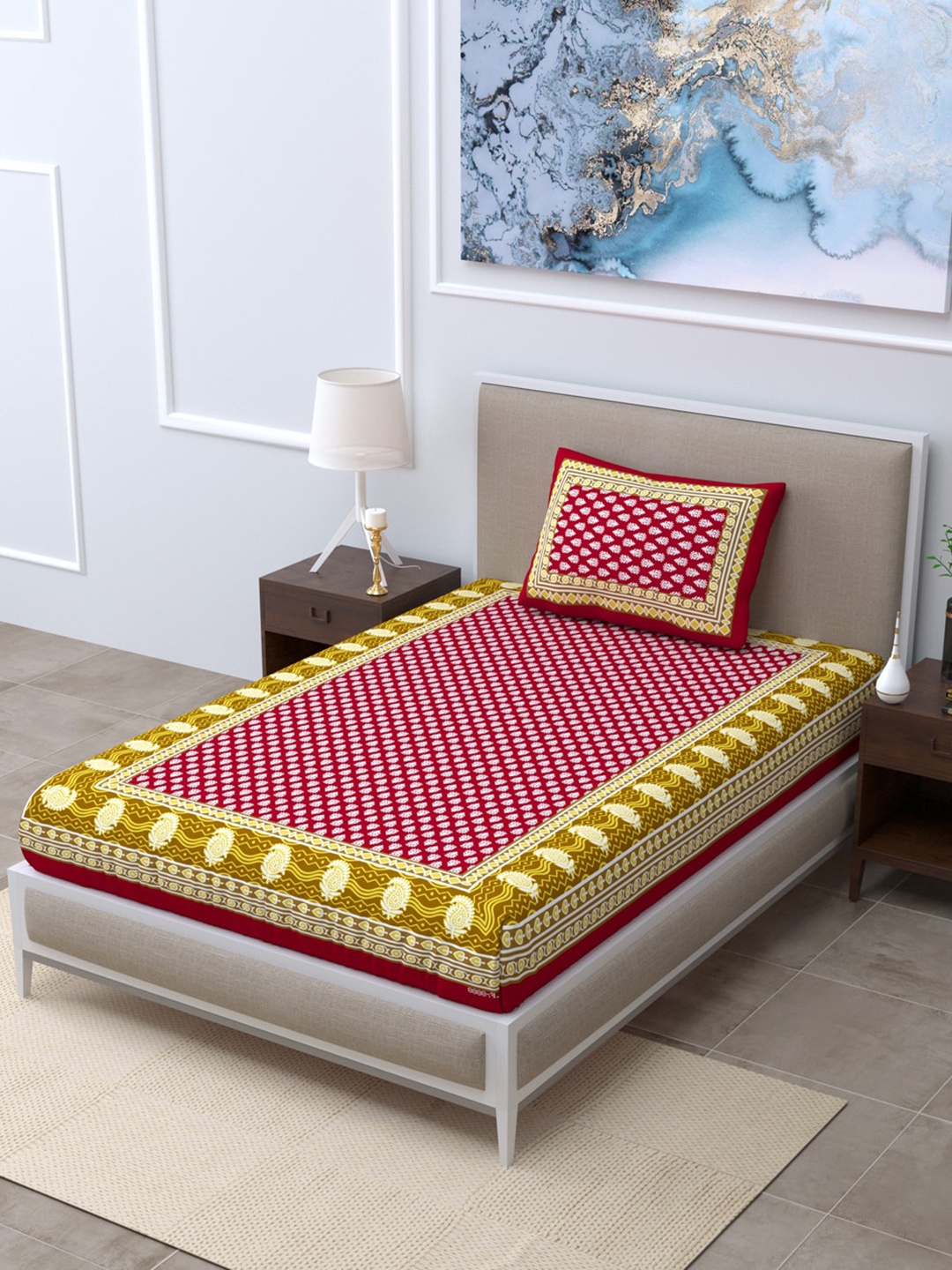 

LIVING ROOTS Unisex Multi Bedsheets, Maroon