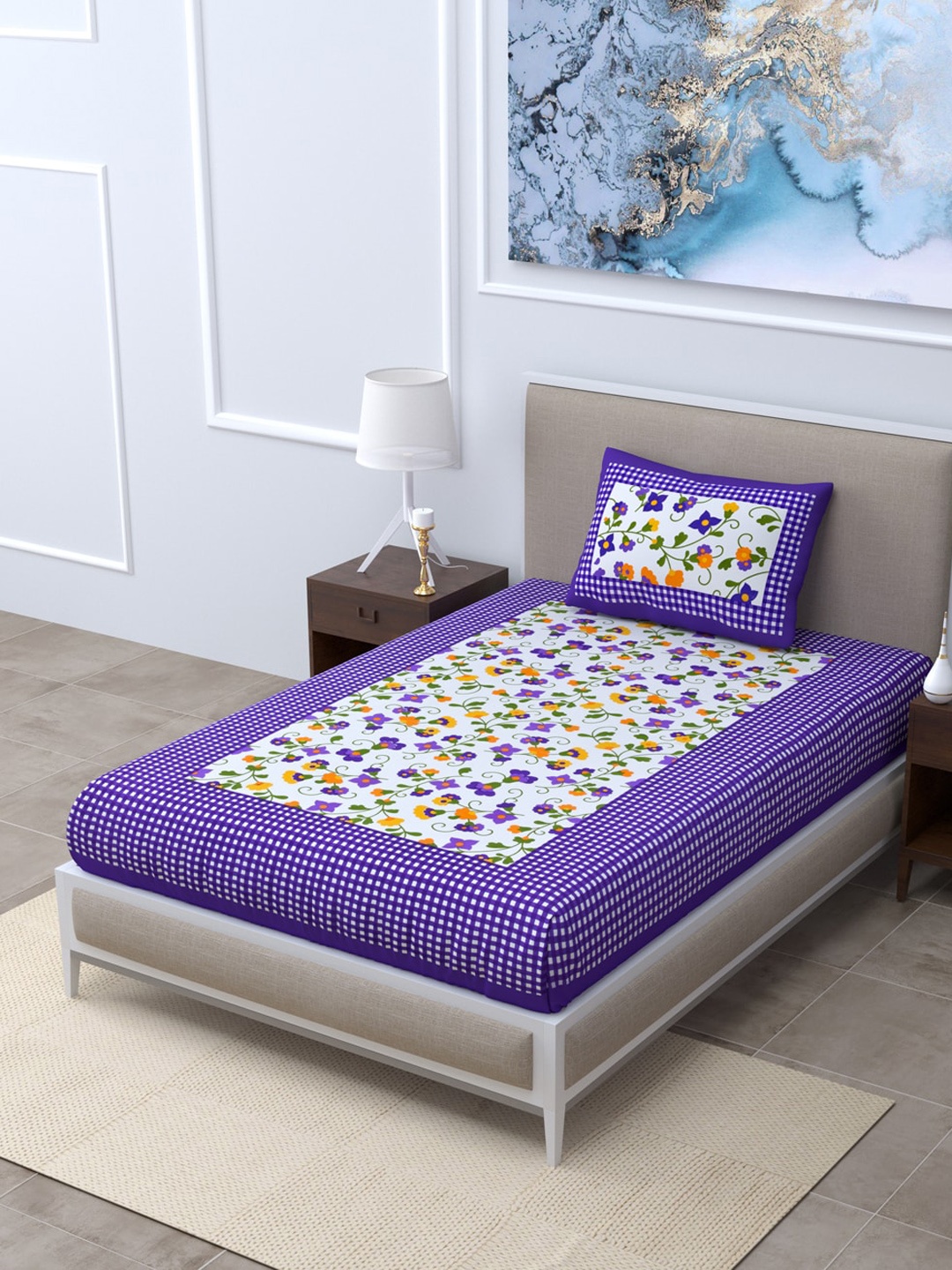 

LIVING ROOTS Unisex Multi Bedsheets, Purple