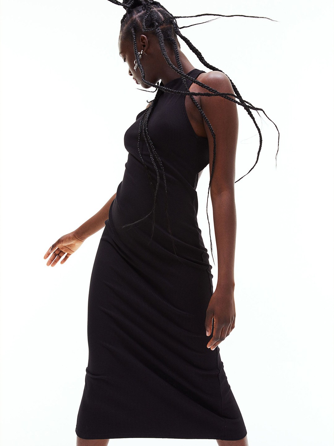 

H&M Women Black Ribbed Dress