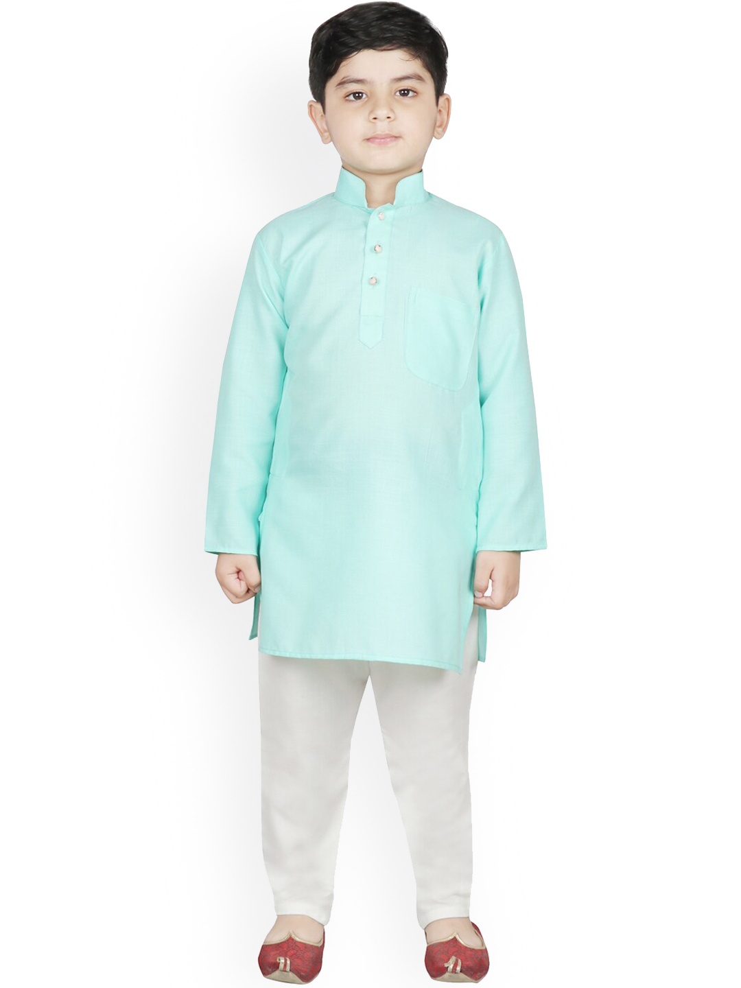 

SG YUVRAJ Boys Sea Green Kurta with Pyjamas