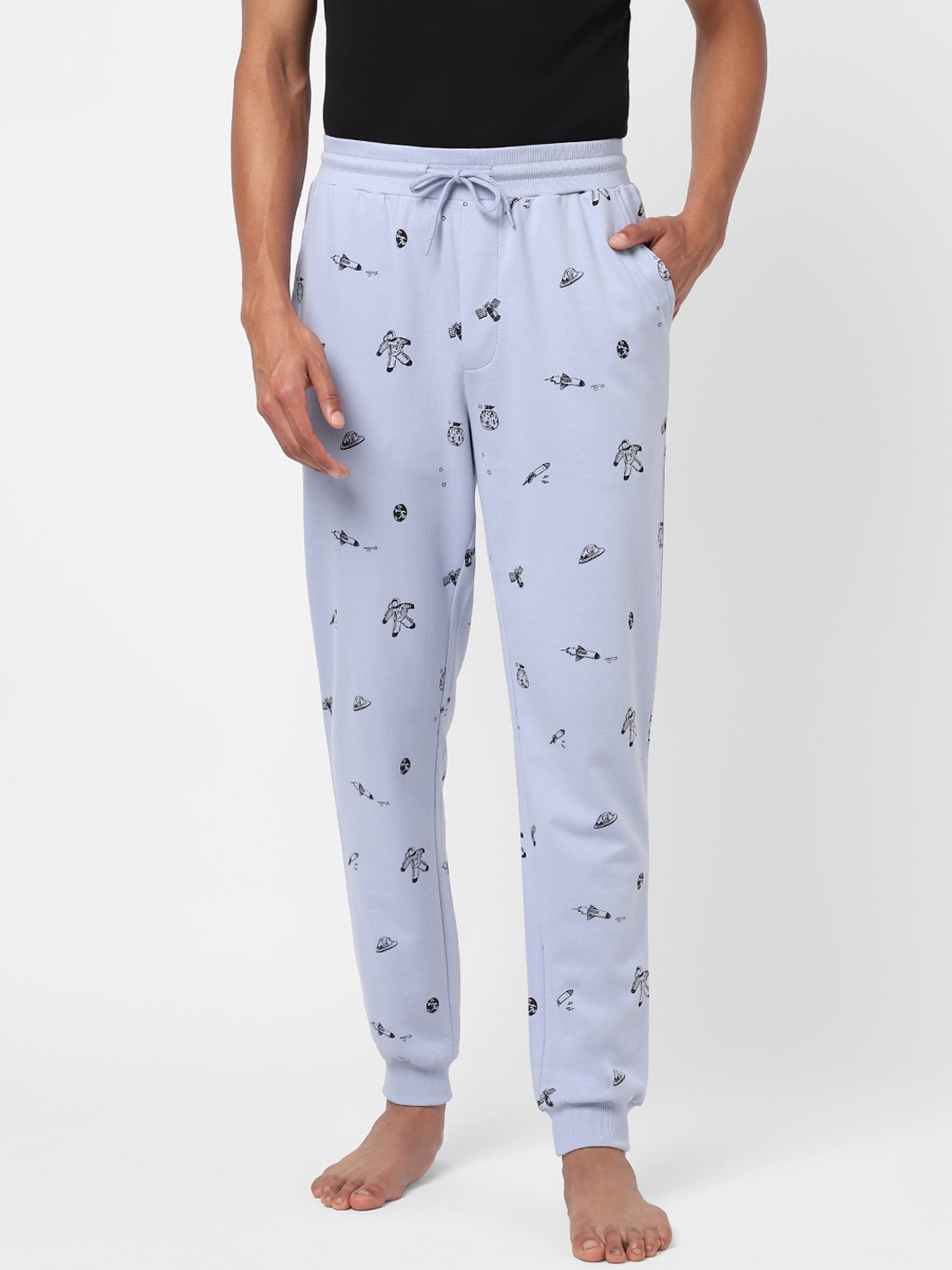 

Ajile by Pantaloons Men Blue Printed Track Pants