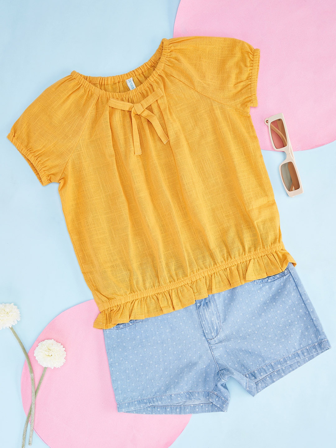 

Pantaloons Junior Yellow & mimosa Denim Blouson Dress