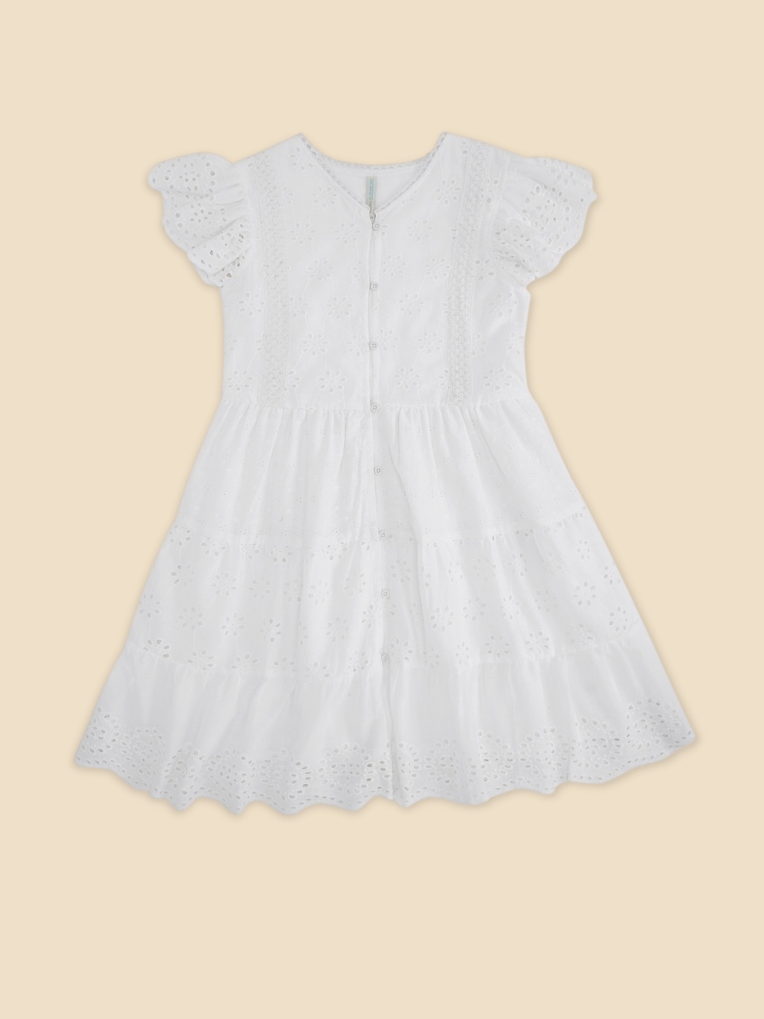 

Pantaloons Junior White & barely blue Dress