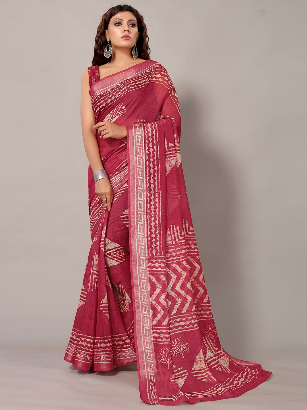 

Shaily Pink & Beige Zari Silk Cotton Saree