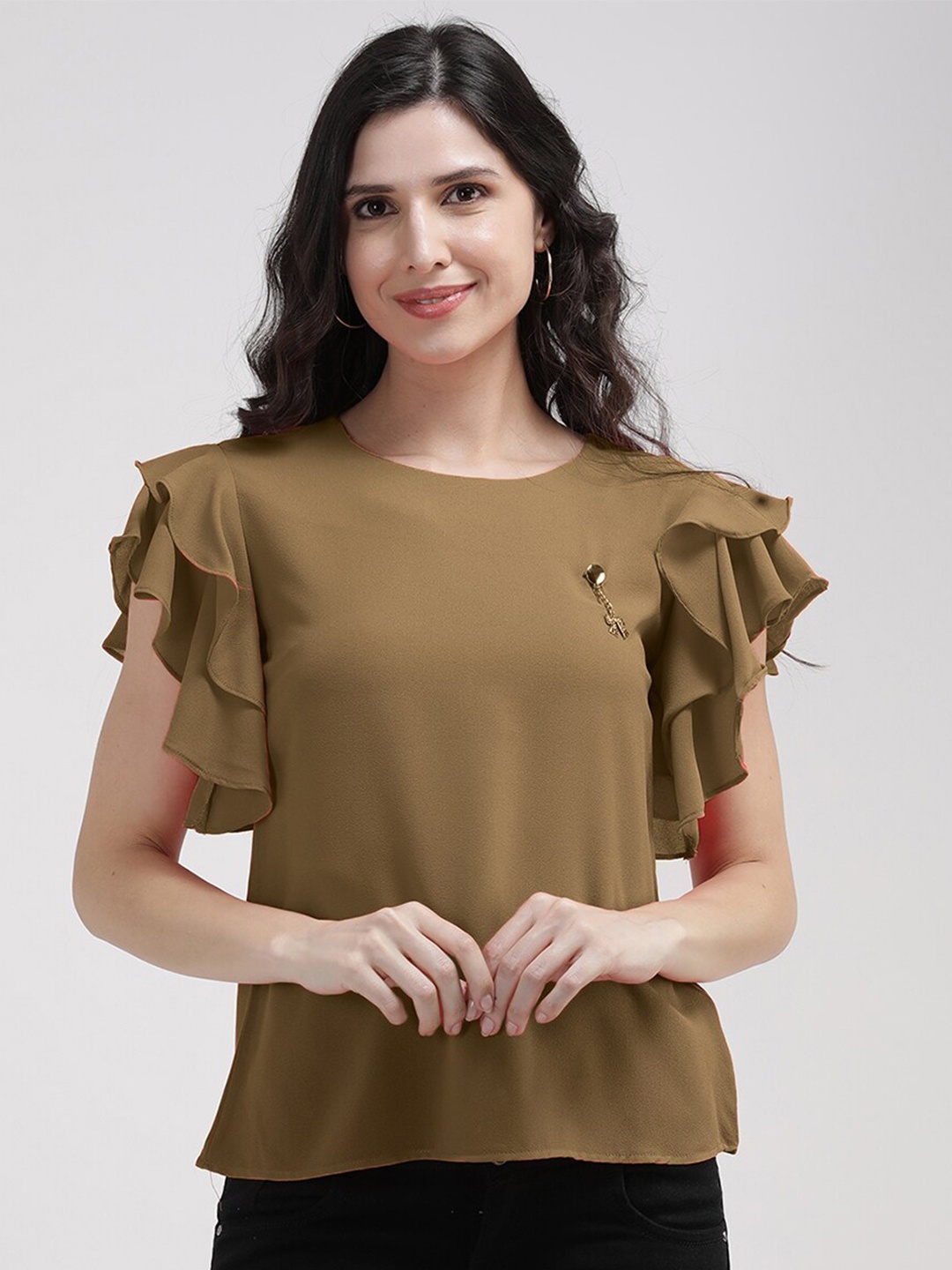 

V2 Value & Variety Olive Green Georgette Top